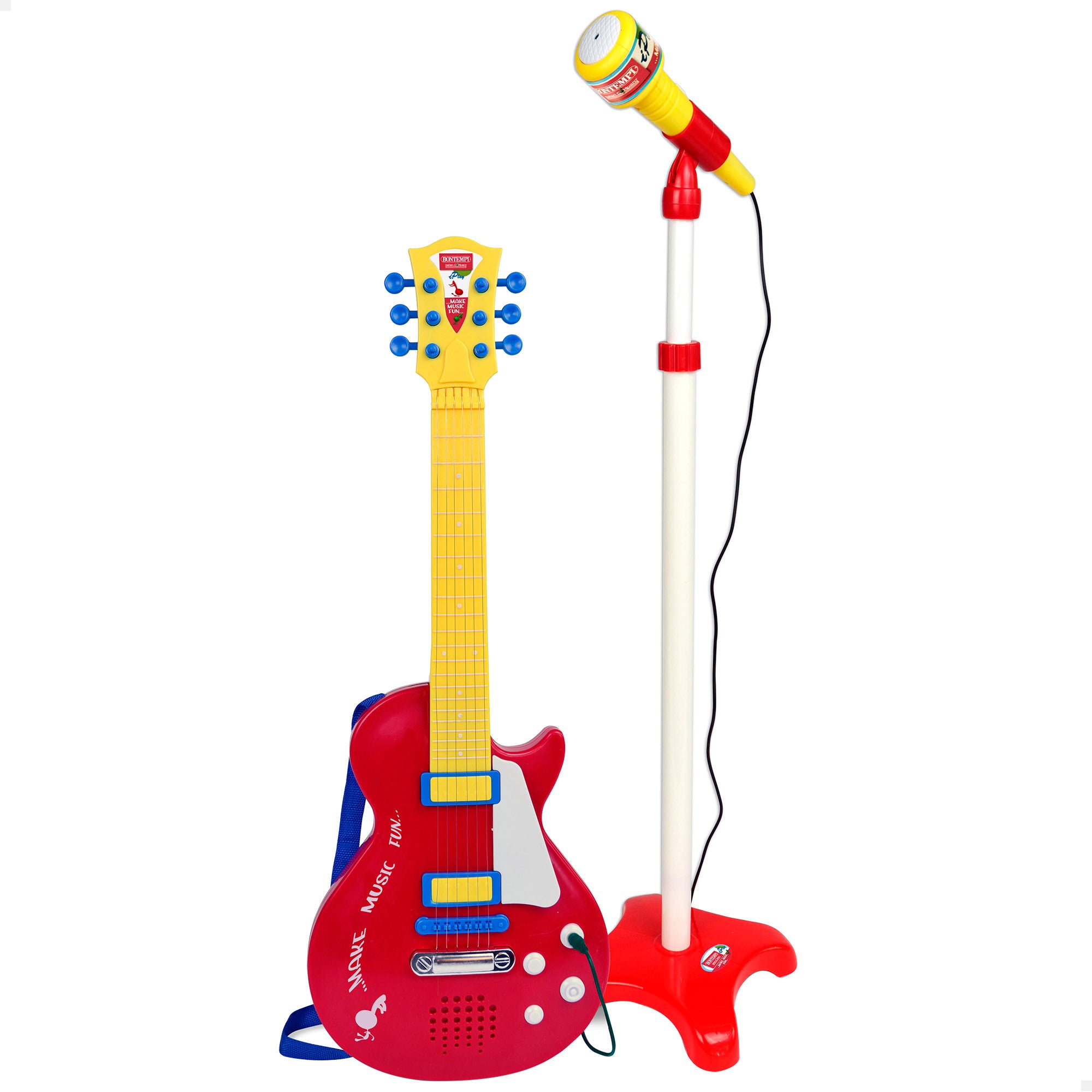 Guitarra elétrica de brinquedo de 55 cm com microfone de pedestal Bontempi