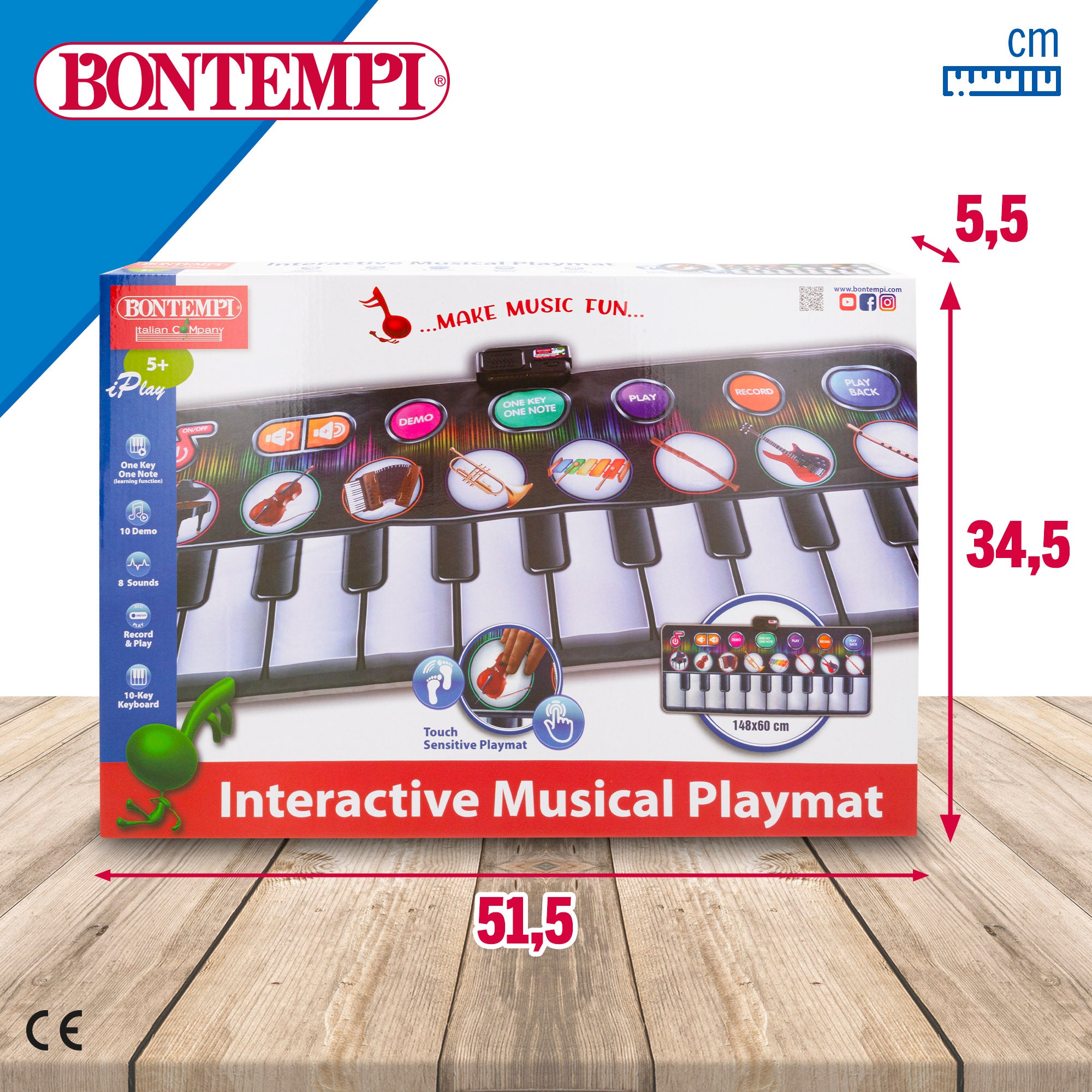 Tapete para teclado musical interativo Bontempi de 10 teclas
