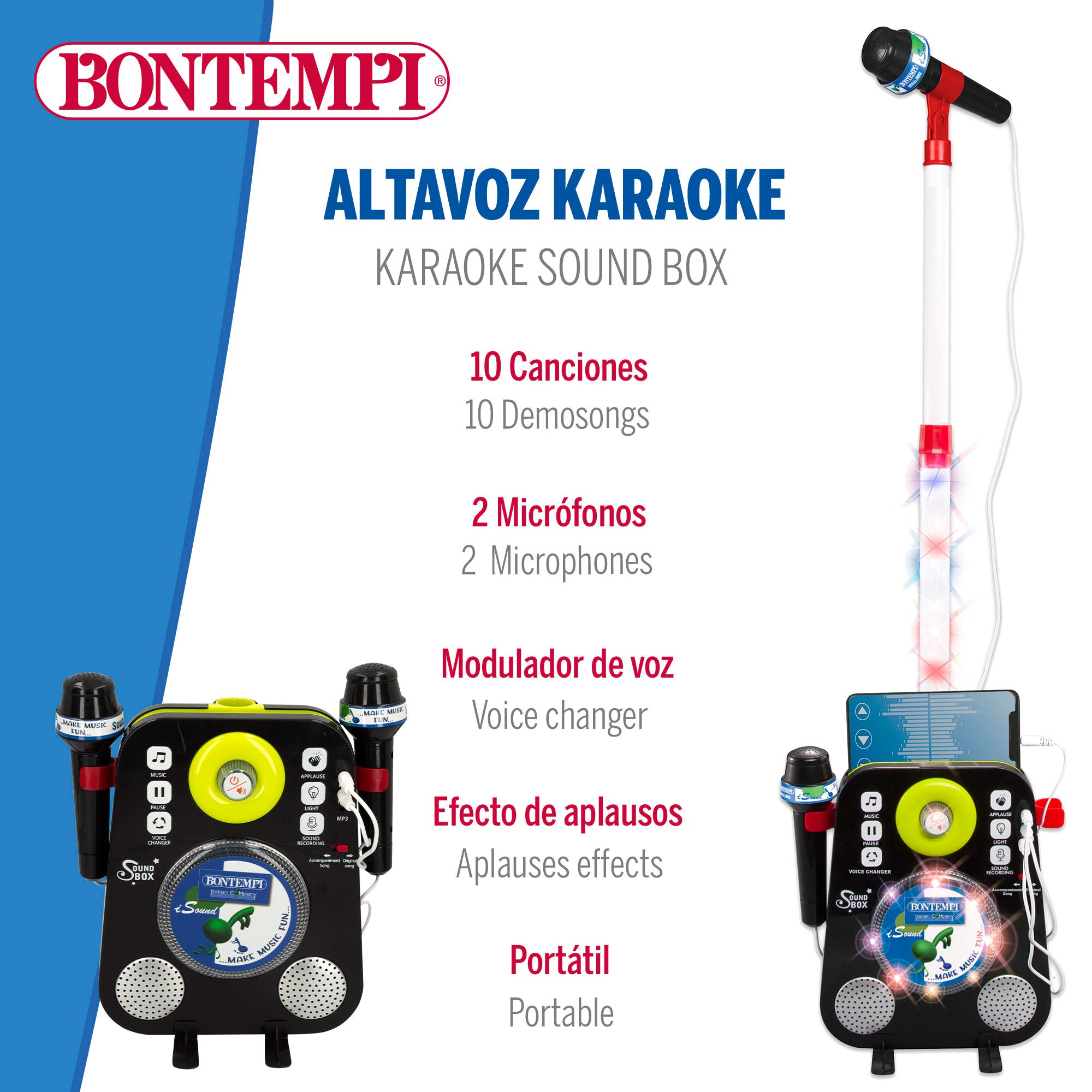 Coluna de som Bontempi Kids Karaoke com 2 microfones
