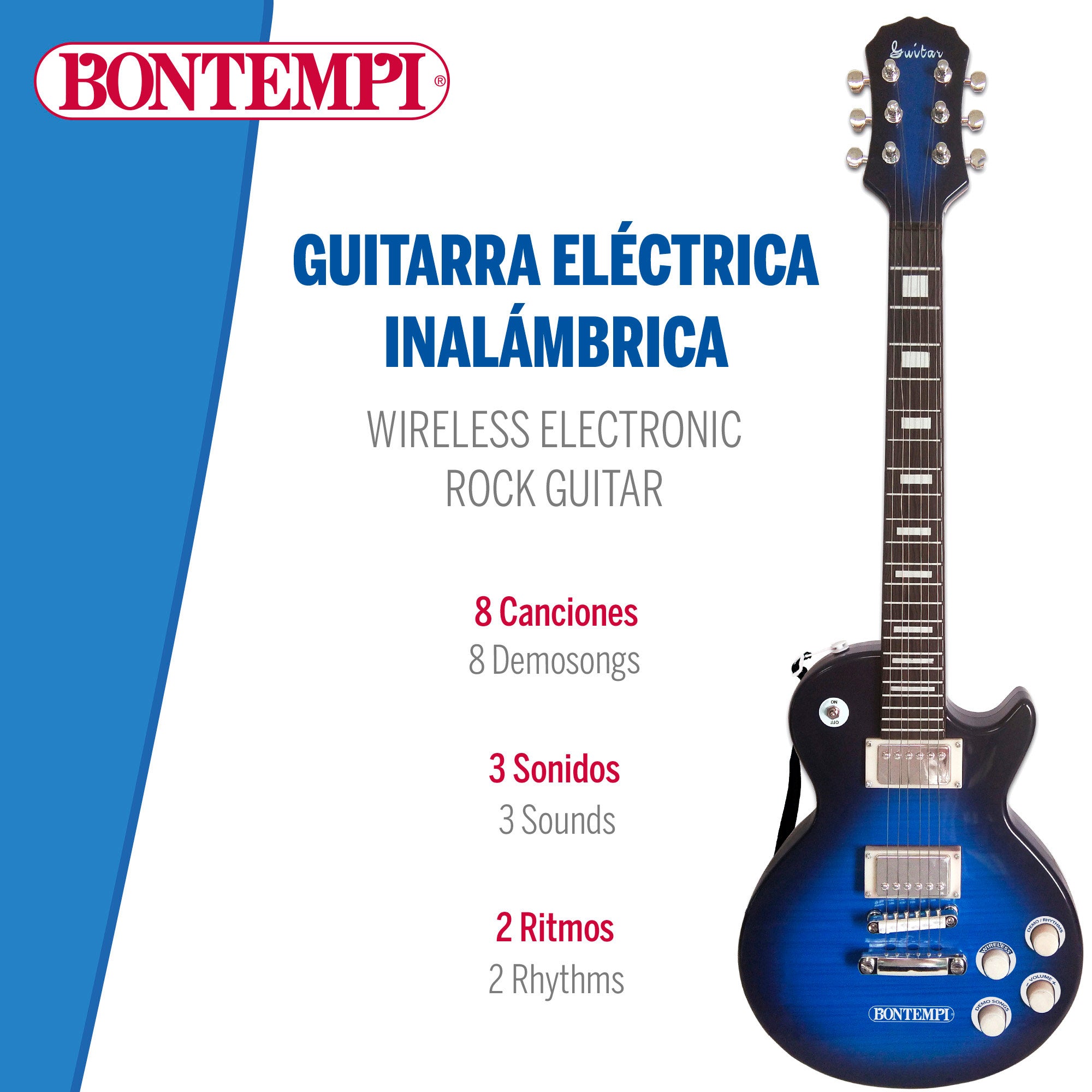 Guitarra elétrica de brinquedo Bontempi de 68,5 cm com microfone.