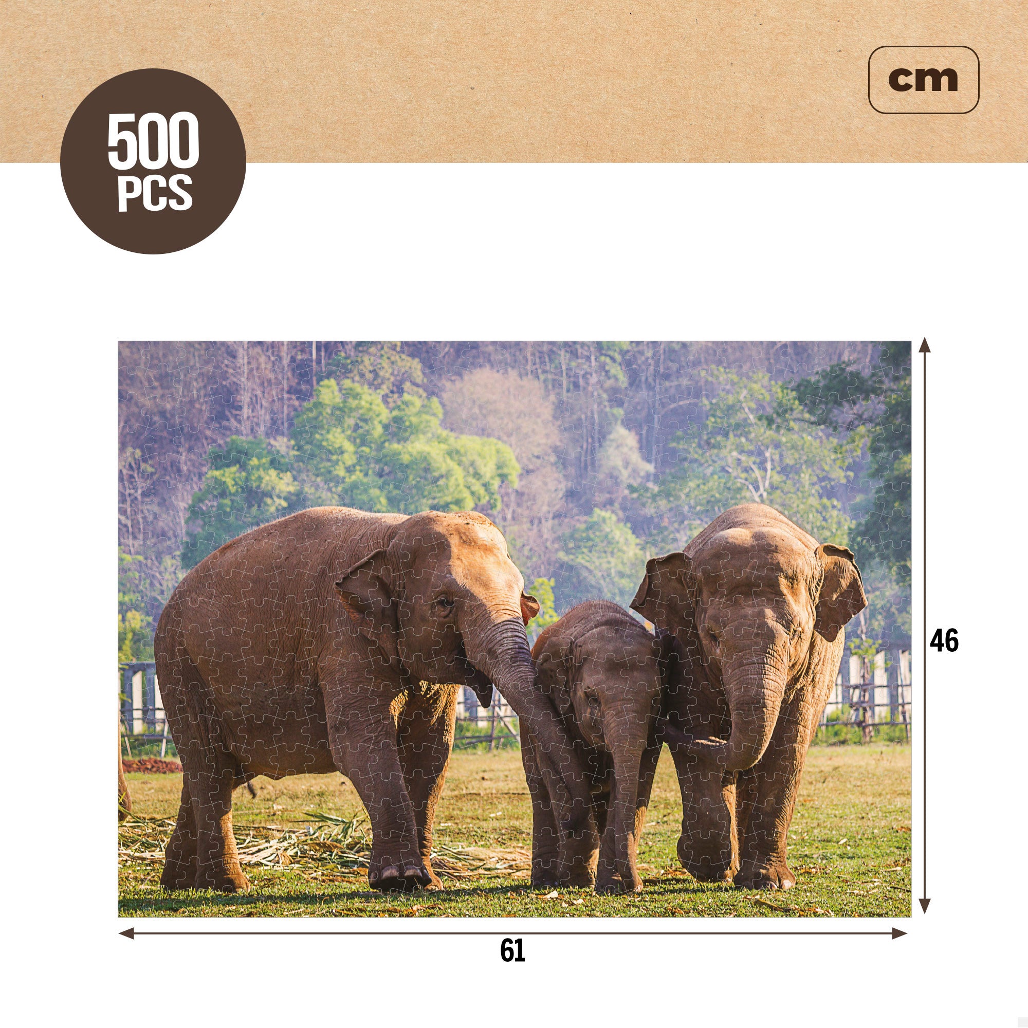 Puzzle infantil elefante, 500 peças, CB Toys