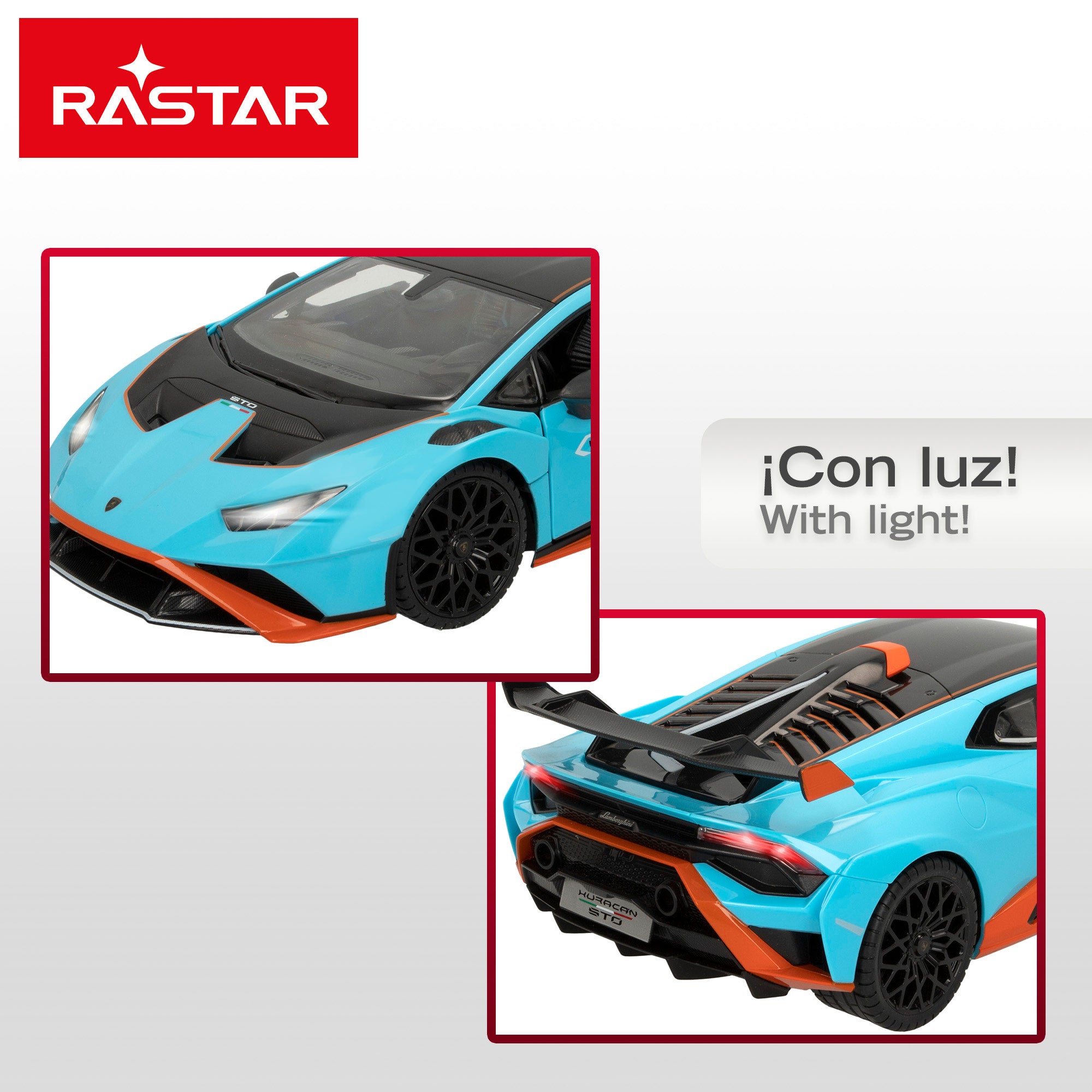 Carro telecomandado RASTAR Lamborghini Huracán STO com luzes 1:14