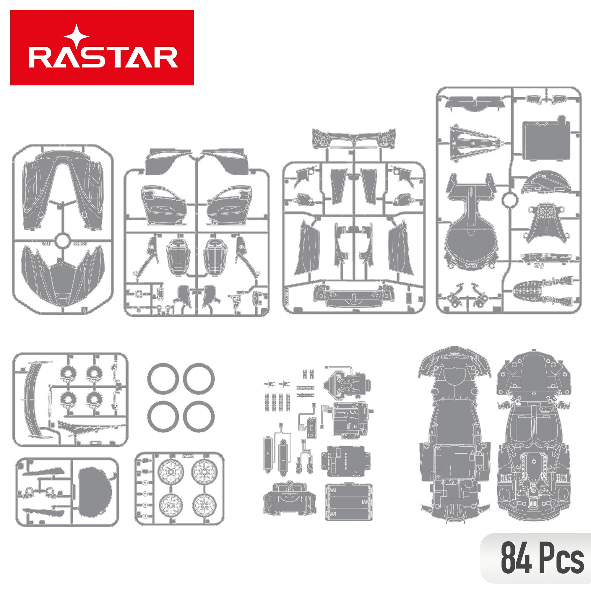 Kit de carro controlado por rádio RASTAR para montar o Ferrari FXX K Evo 1:18