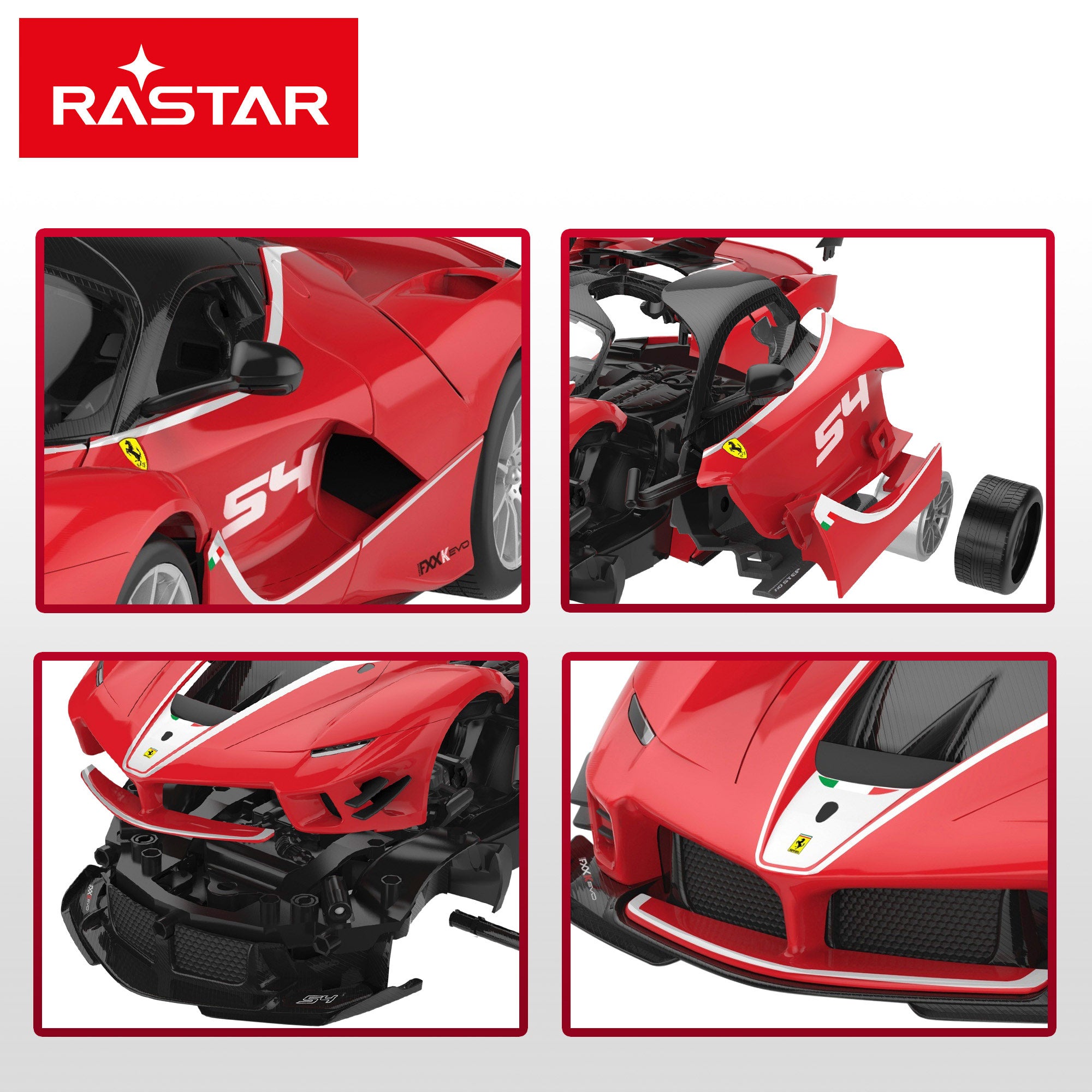 Kit de carro controlado por rádio RASTAR para montar o Ferrari FXX K Evo 1:18