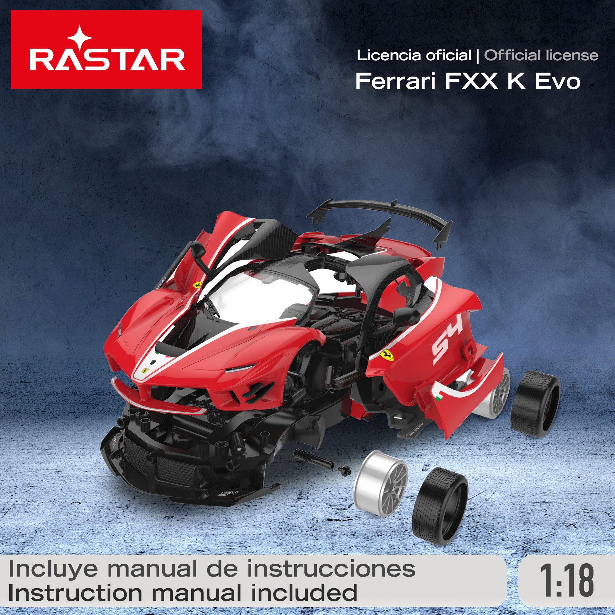Kit de carro controlado por rádio RASTAR para montar o Ferrari FXX K Evo 1:18