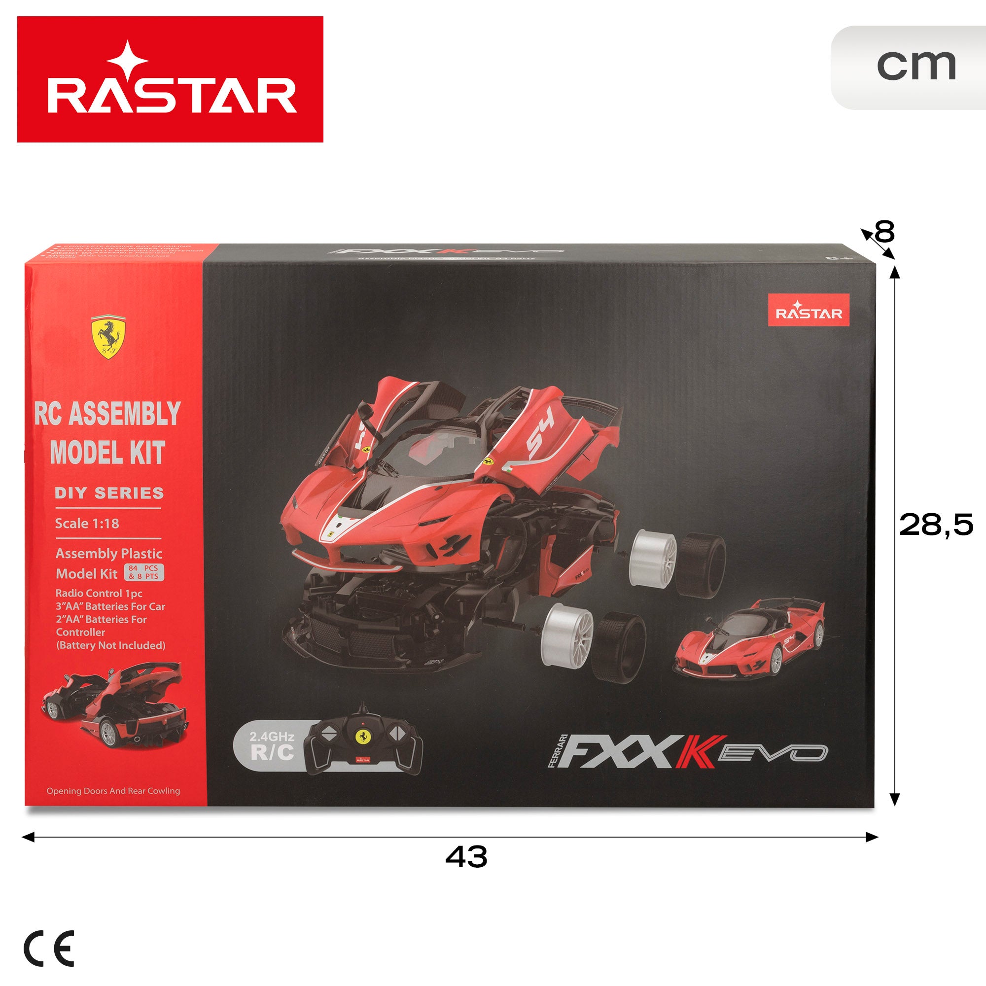Kit de carro controlado por rádio RASTAR para montar o Ferrari FXX K Evo 1:18