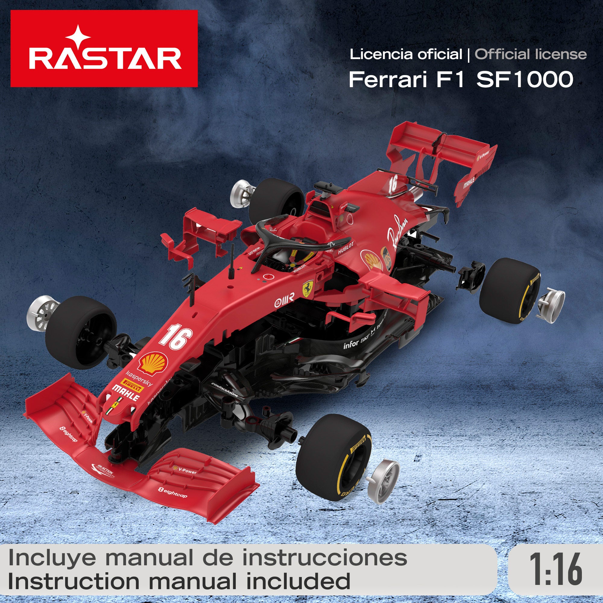RASTAR RC car para montar F1 2021 Ferrari SF1000 1:16