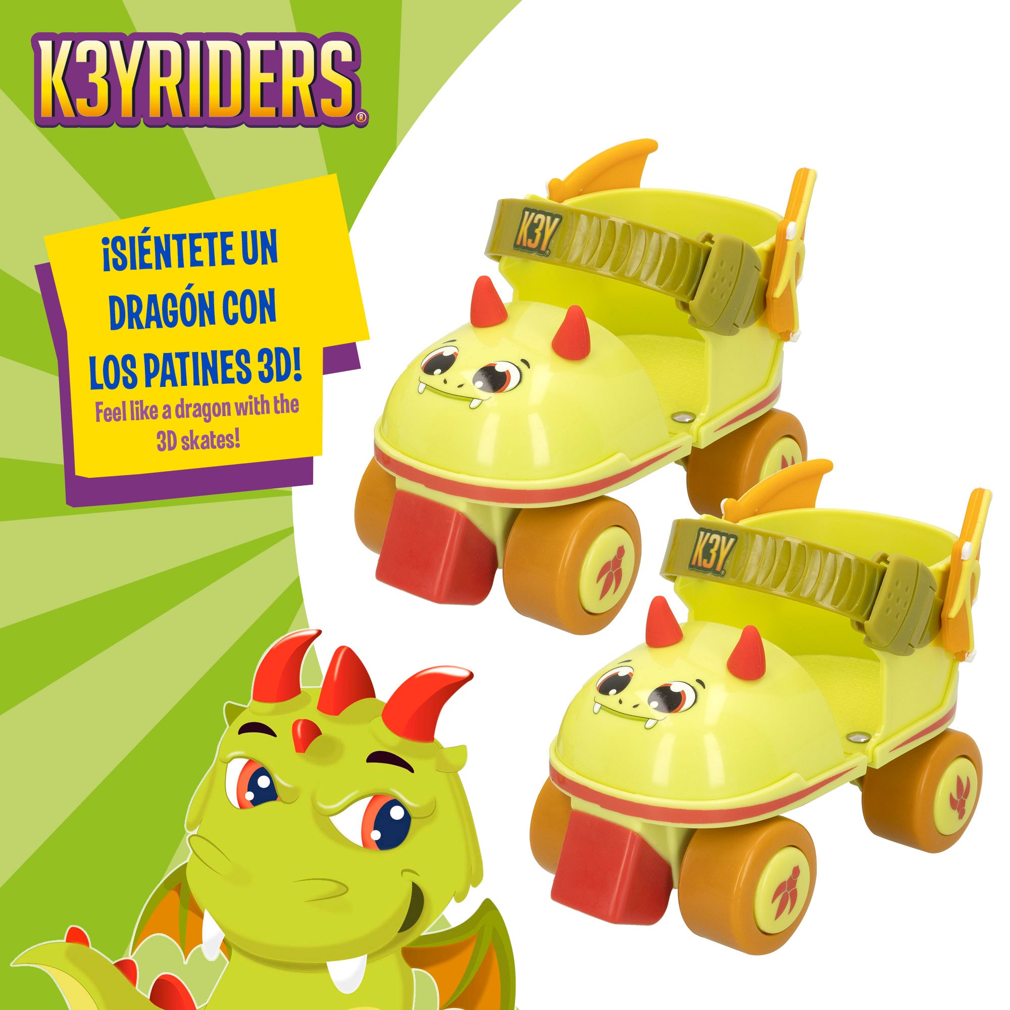 Kit de patins de dragão de 4 rodas K3YRIDERS, tamanho 24-30