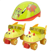 Kit de patins de 4 rodas e capacete K3YRIDERS Dragon, tamanhos 24 a 30