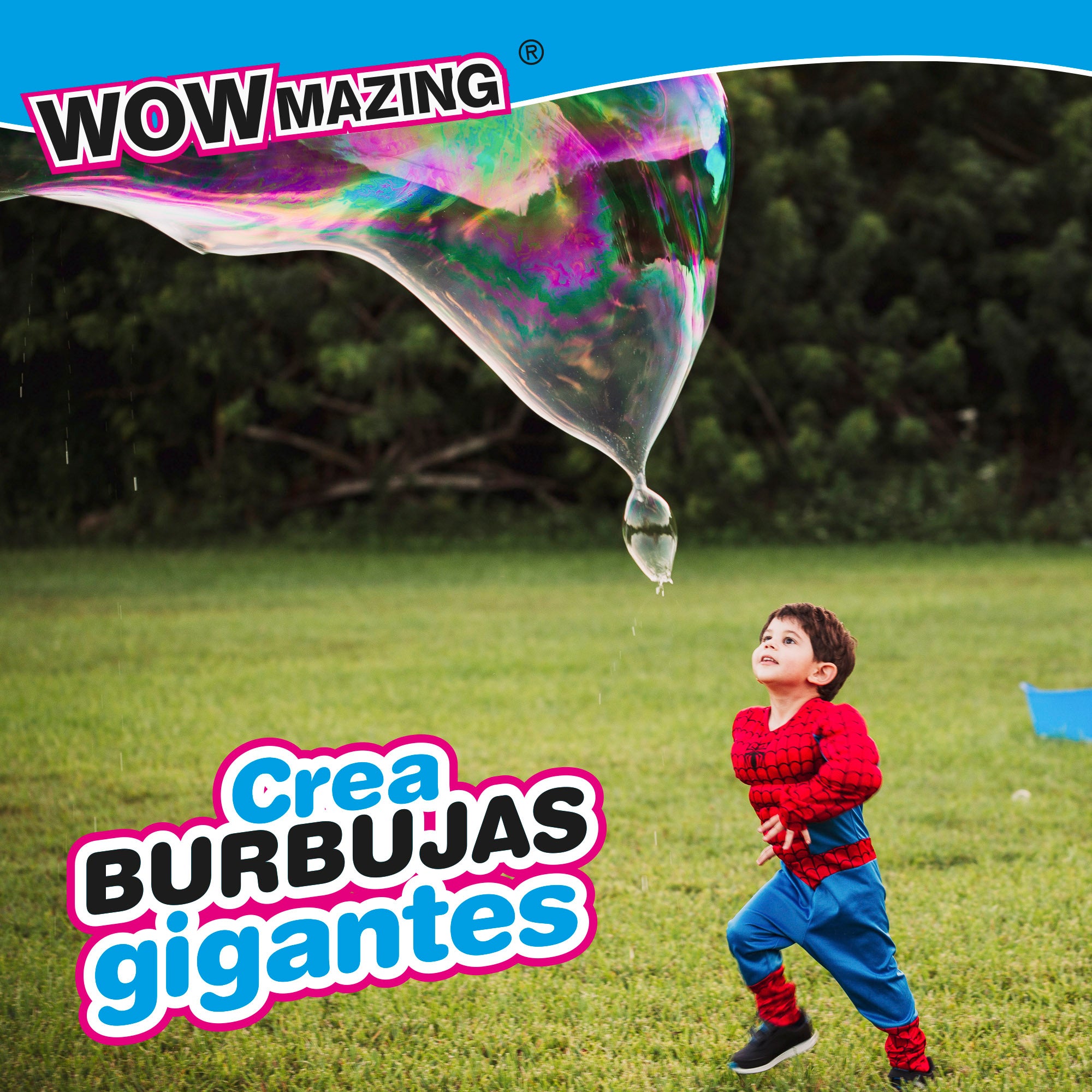 WOWmazing Pack com 5 saquetas de sabão concentrado para fazer bolhas.