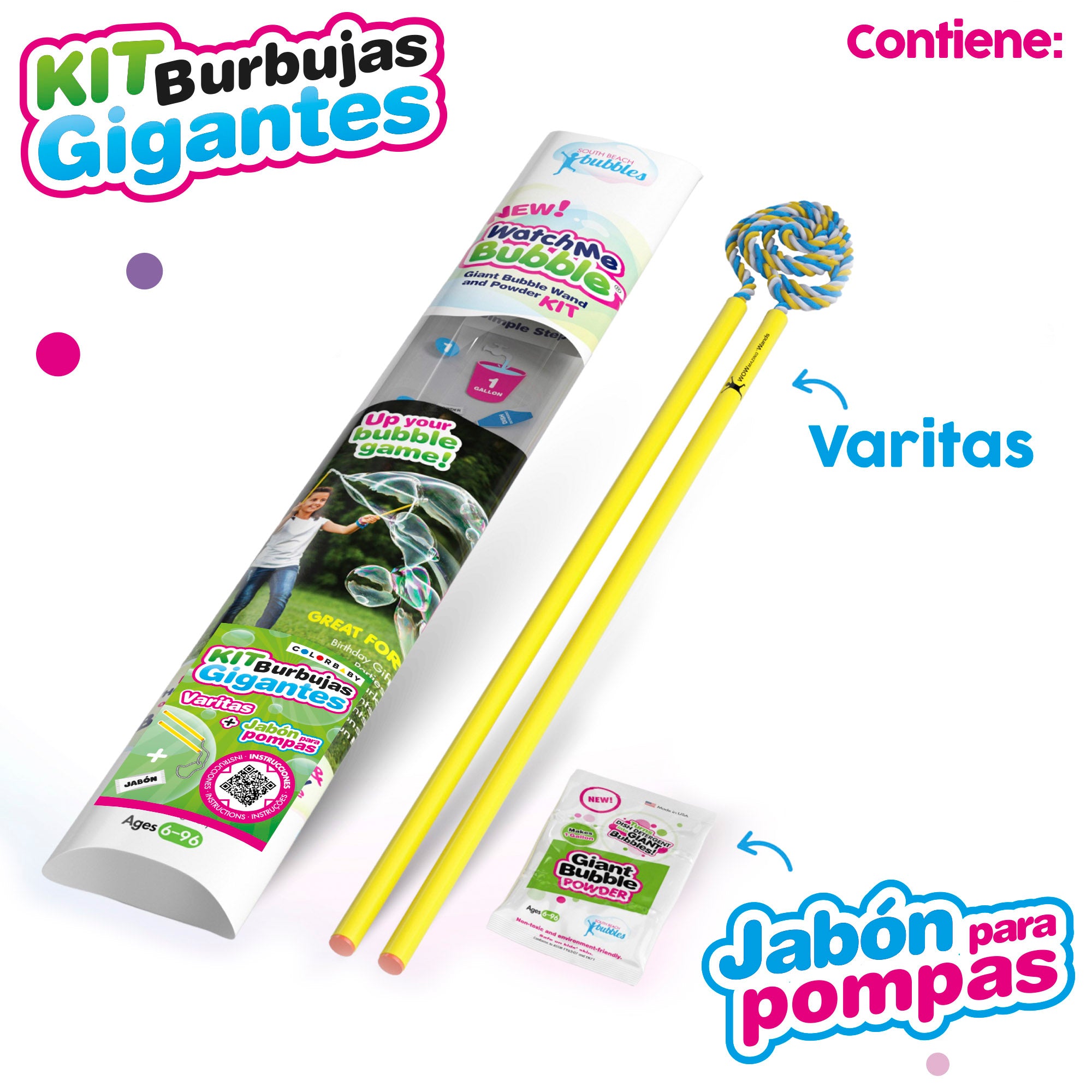 Kit de Bolhas de Sabão Gigantes WOWmazing com 1 saqueta de detergente da roupa