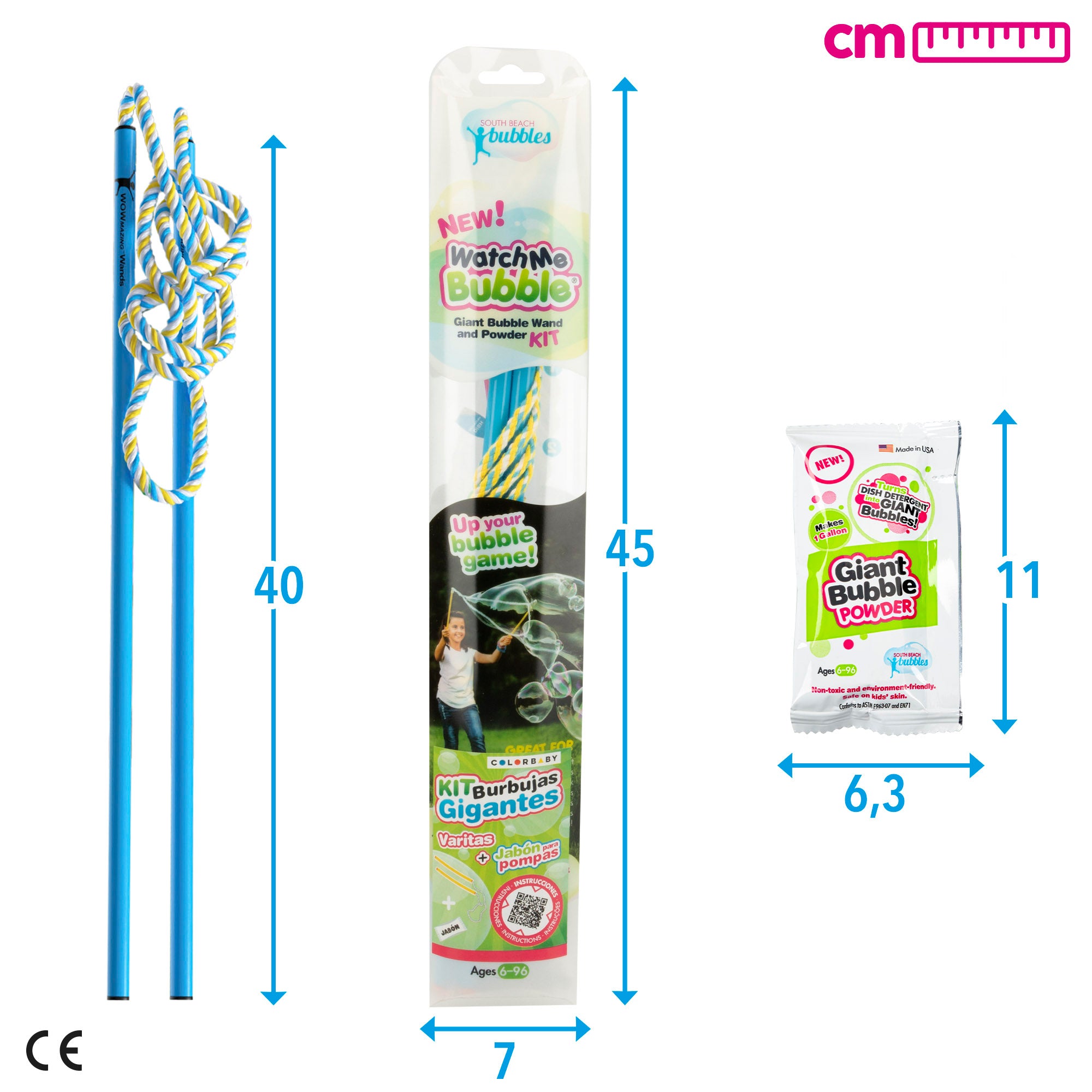 Kit de Bolhas de Sabão Gigantes WOWmazing com 1 saqueta de detergente da roupa