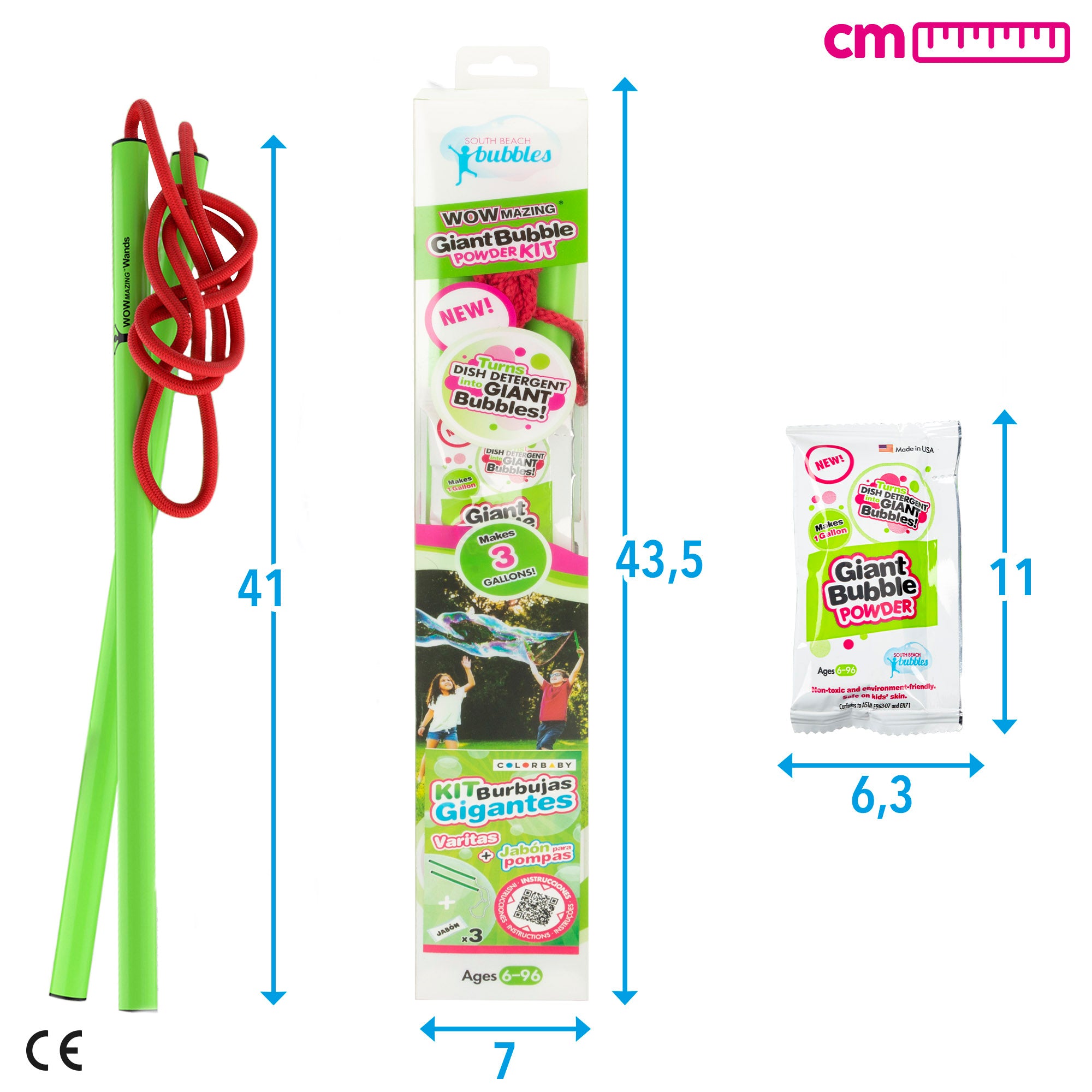 Kit de Bolhas de Sabão Gigantes WOWmazing com 3 saquetas de detergente da roupa