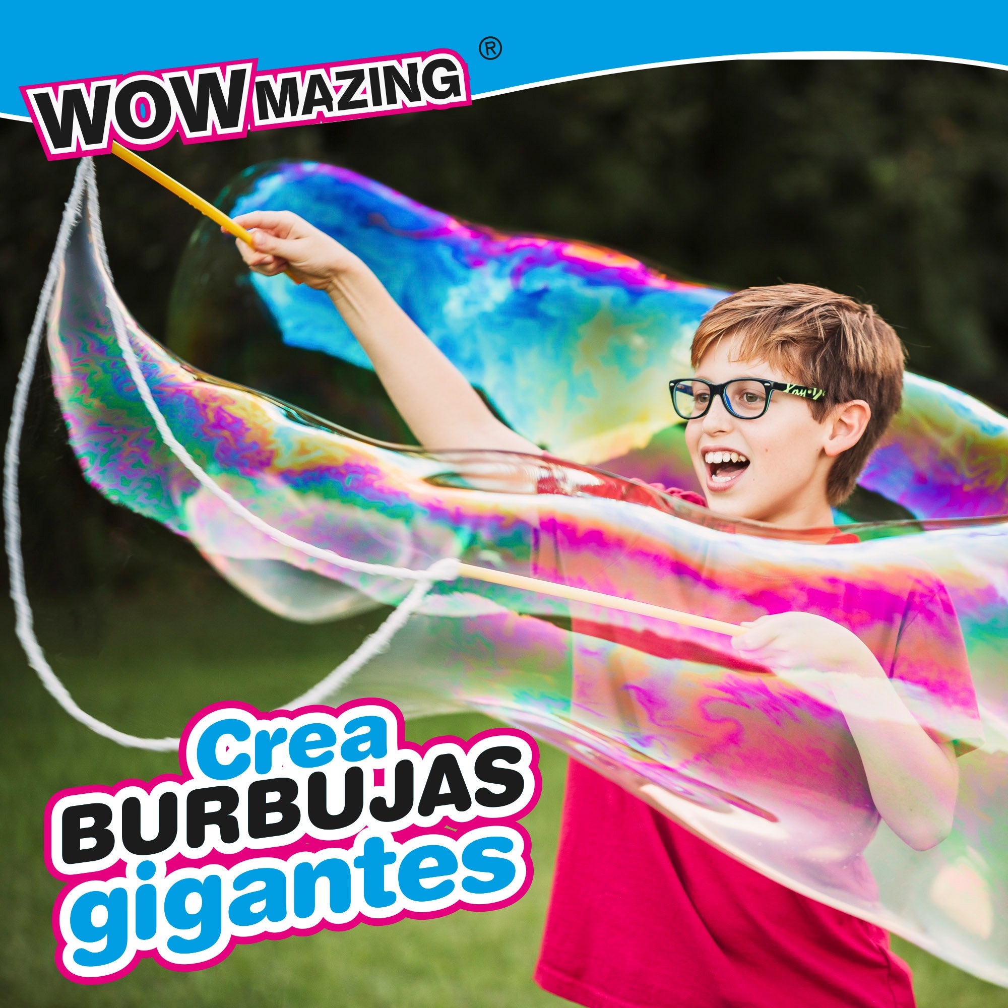Kit de Bolhas de Sabão Gigantes WOWmazing com 3 saquetas de detergente da roupa