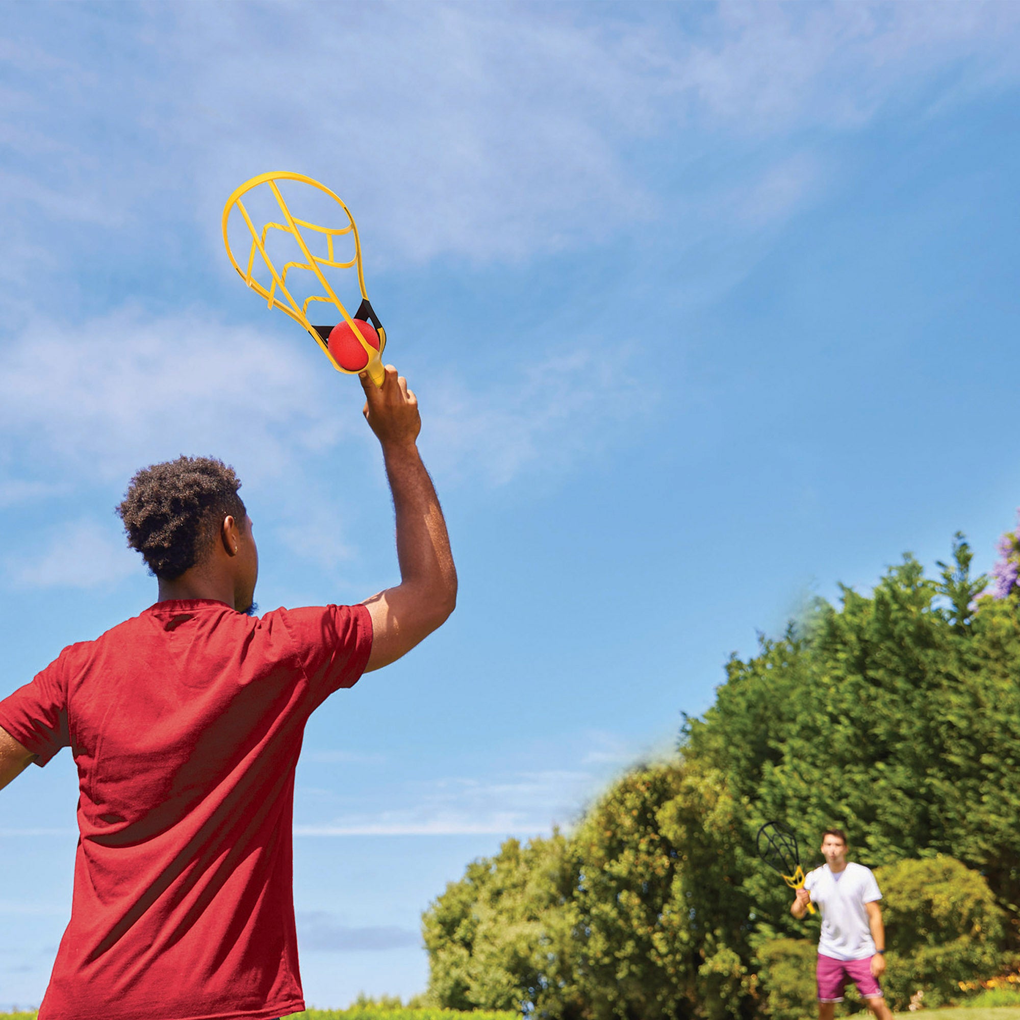 Conjunto de raquetes Wham-O Trac-Ball de tamanho grande para criança, com 2 bolas.