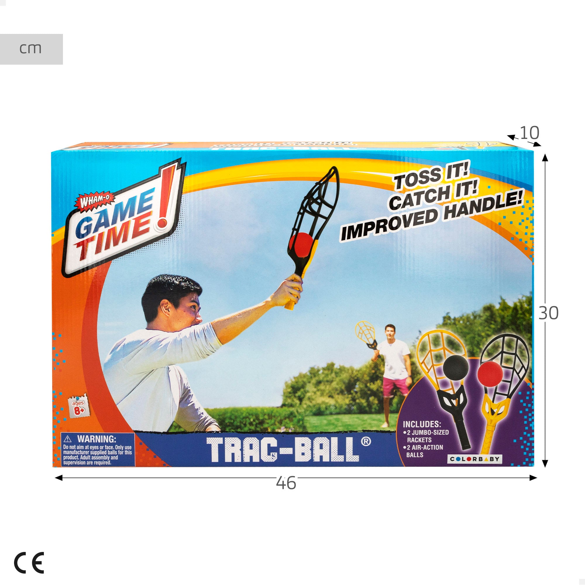 Conjunto de raquetes Wham-O Trac-Ball de tamanho grande para criança, com 2 bolas.