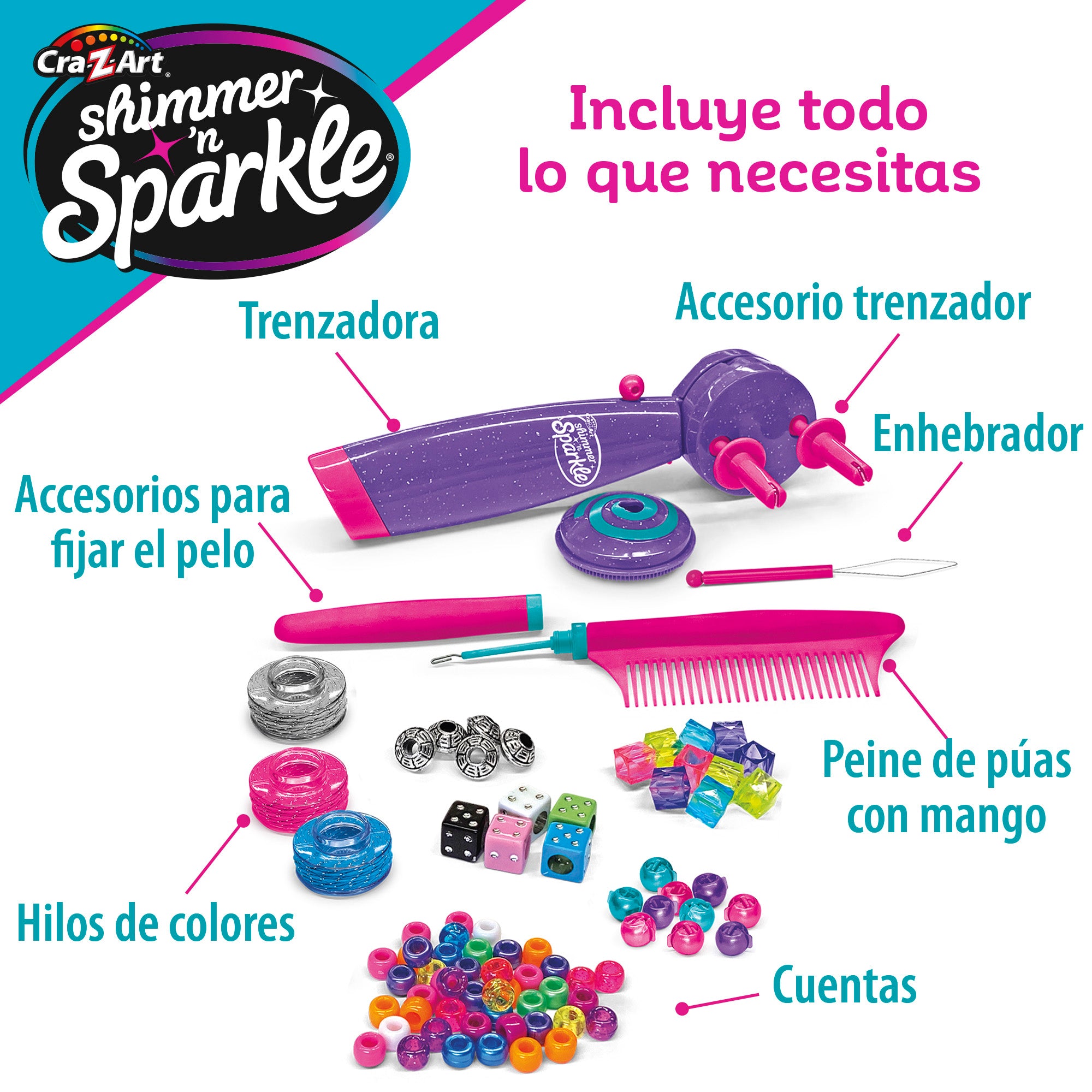 Conjunto de cabeleireiro infantil 3 em 1 Shimmer 'n Sparkle