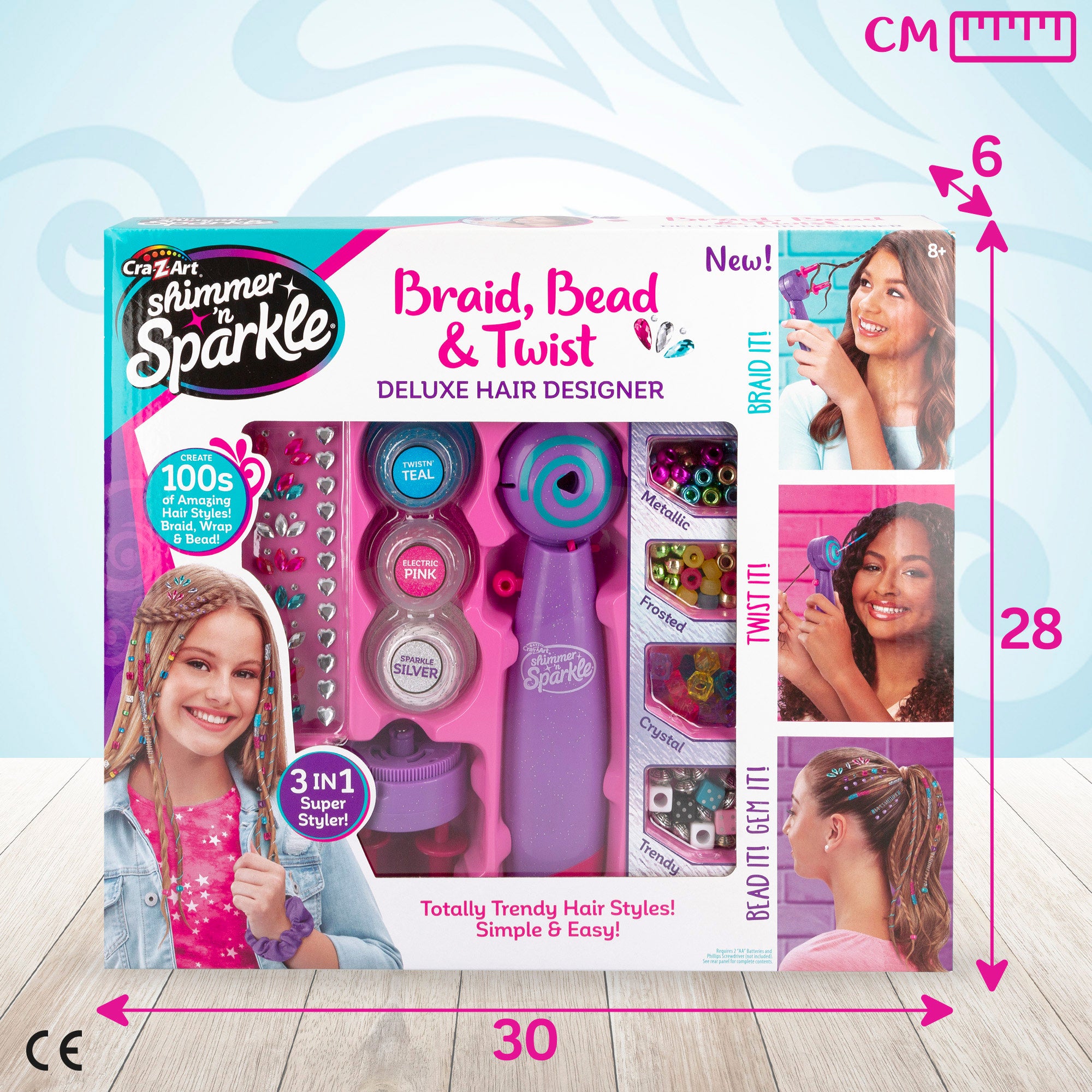 Conjunto de cabeleireiro infantil 3 em 1 Shimmer 'n Sparkle