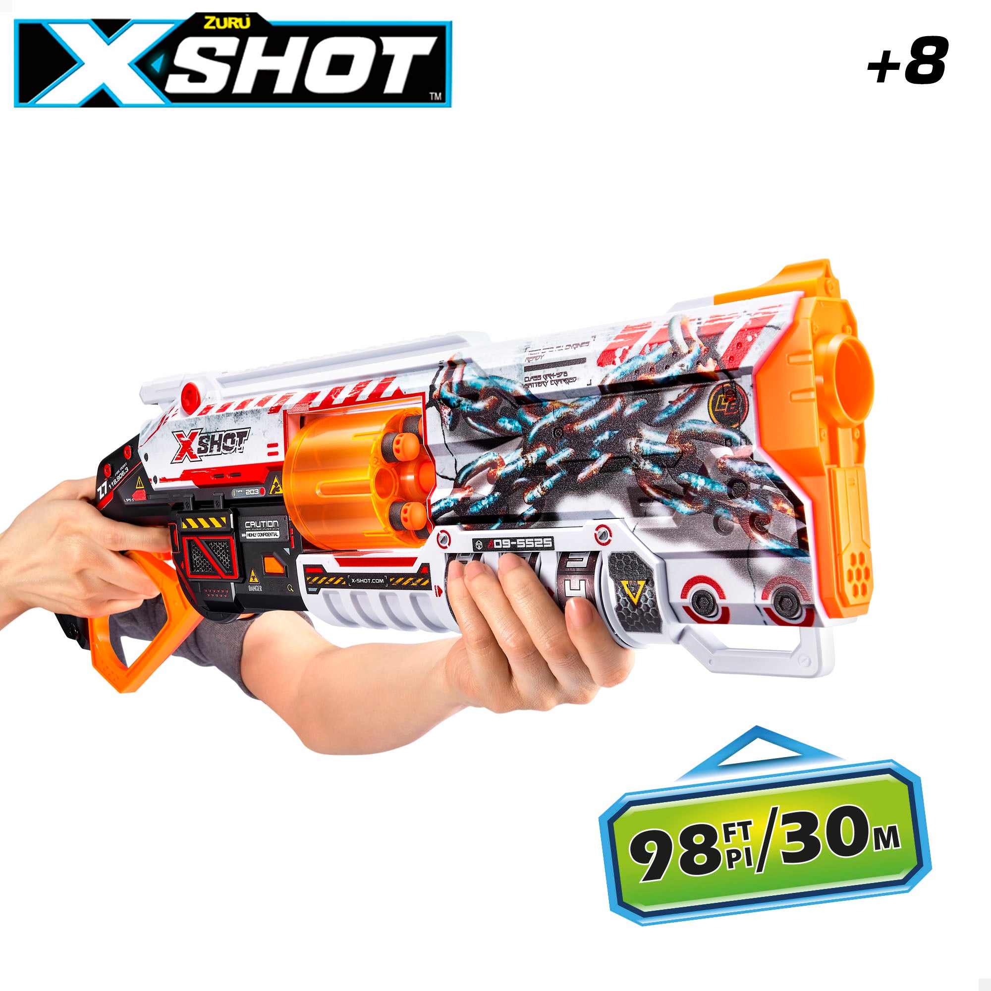 Pistola de dardos de espuma X-Shot Skins Lock Baster com sistema de bloqueio
