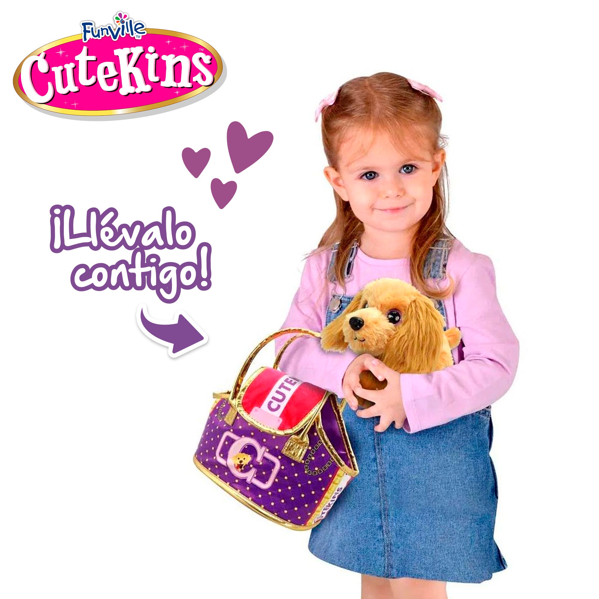 Cão de peluche Cutekins com bolsa de transporte