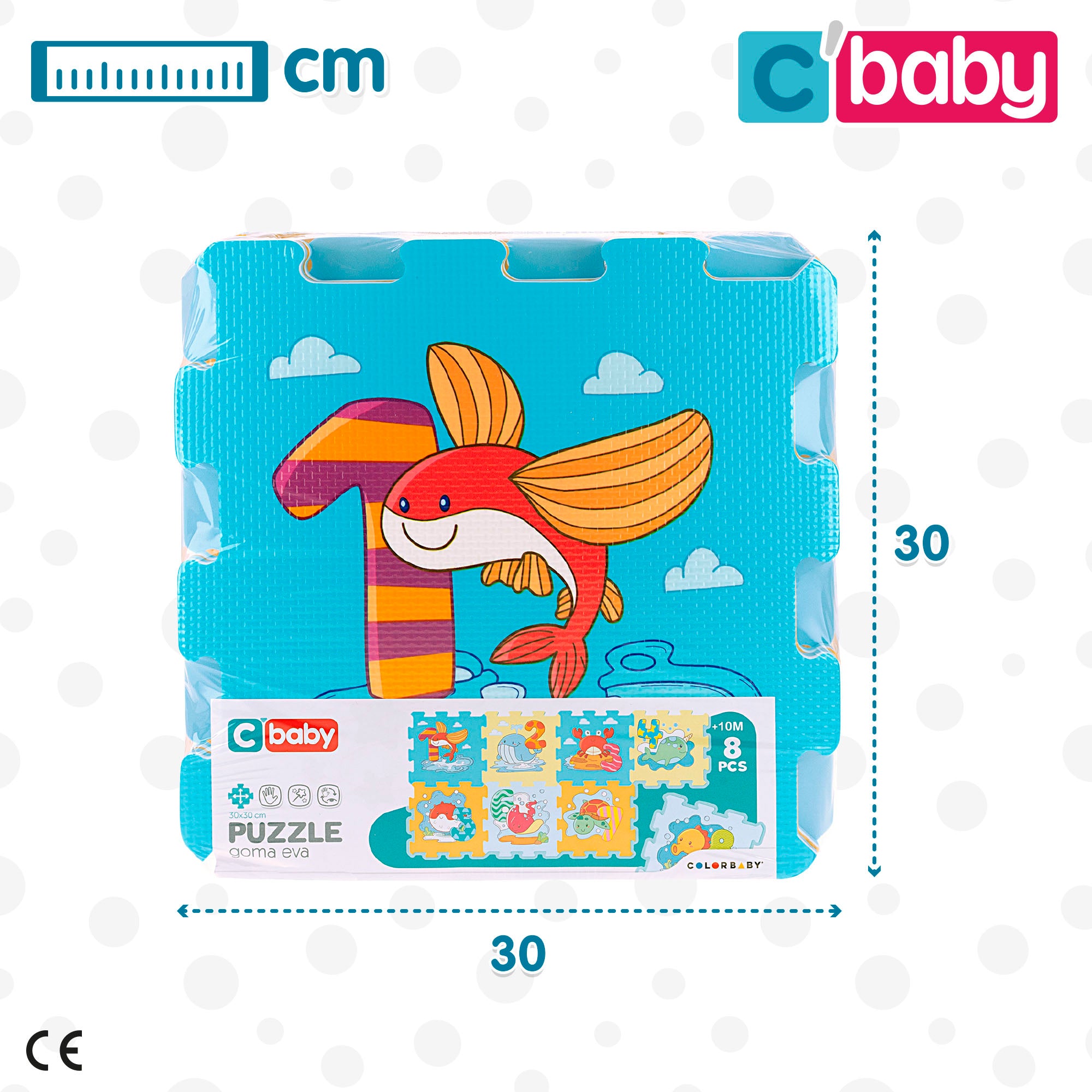 Tapete de puzzle para bebé com animais e números, 8 peças, espuma de borracha, C'Baby