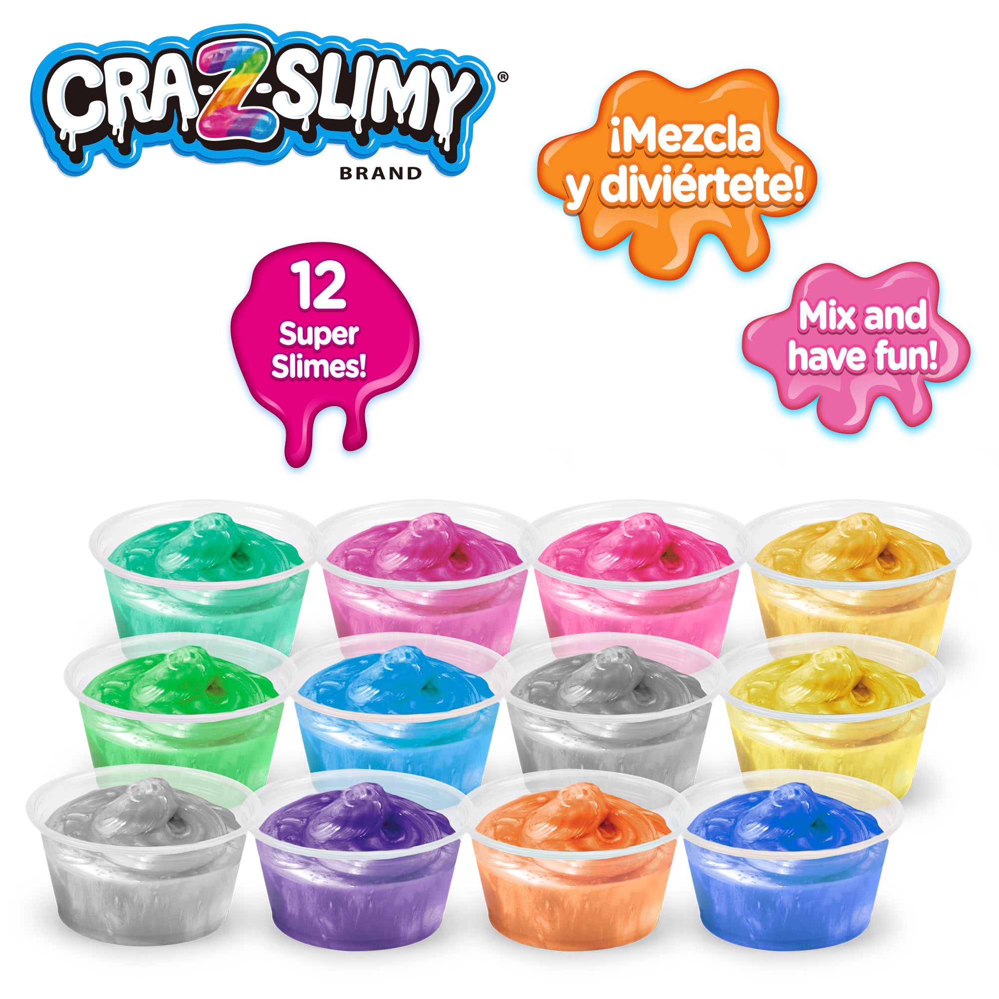Cra-Z-Slimy - Pack de 12 Potes de Slime com Acessórios