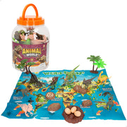 Conjunto de dinossauros com mapa-mundo e acessórios, 19 peças. Mundo Animal