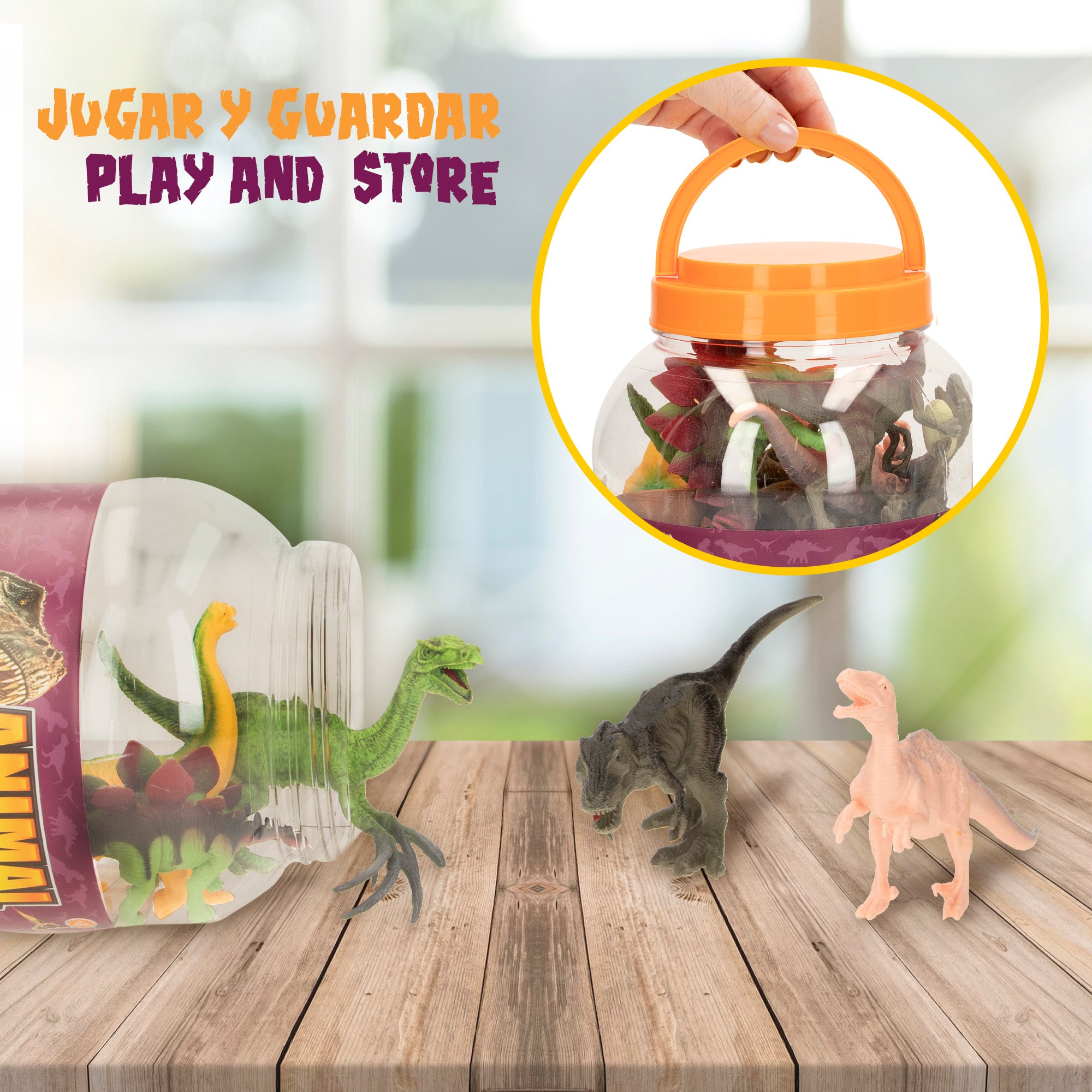 Conjunto de dinossauros com mapa-mundo e acessórios, 19 peças. Mundo Animal
