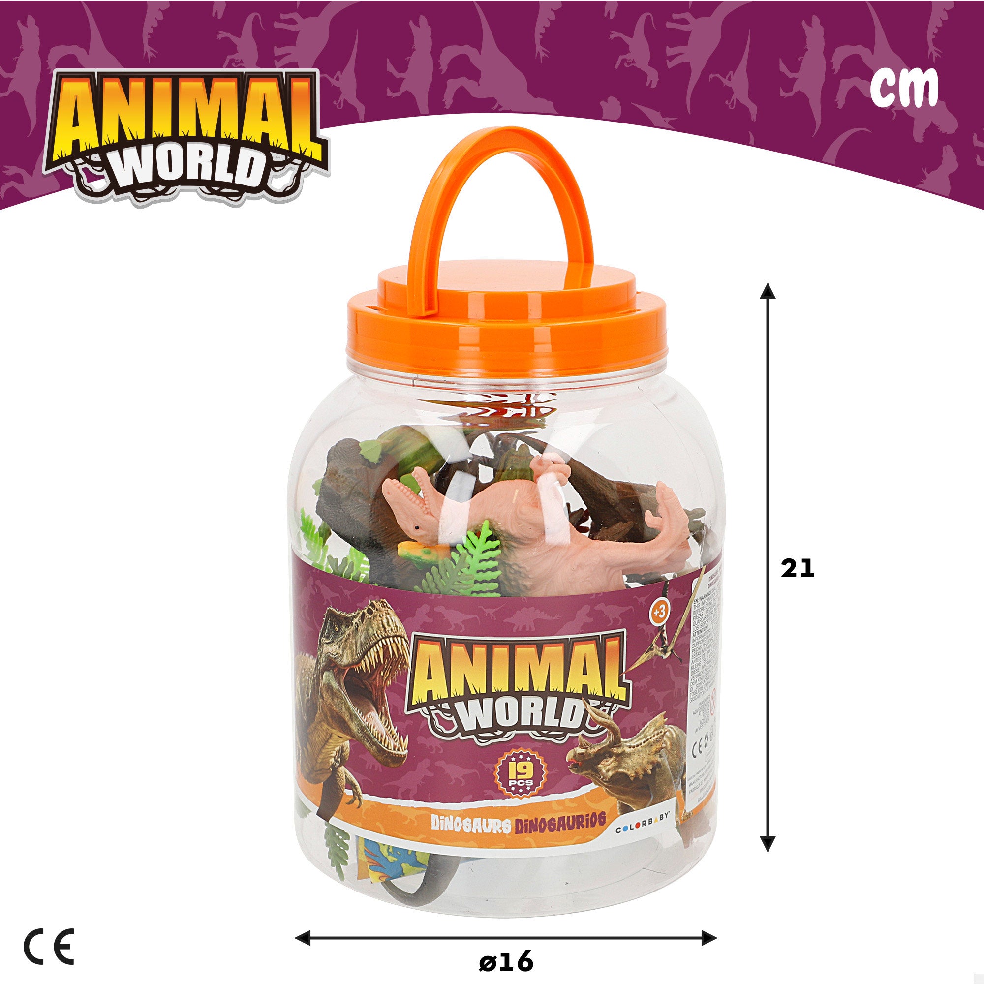 Conjunto de dinossauros com mapa-mundo e acessórios, 19 peças. Mundo Animal