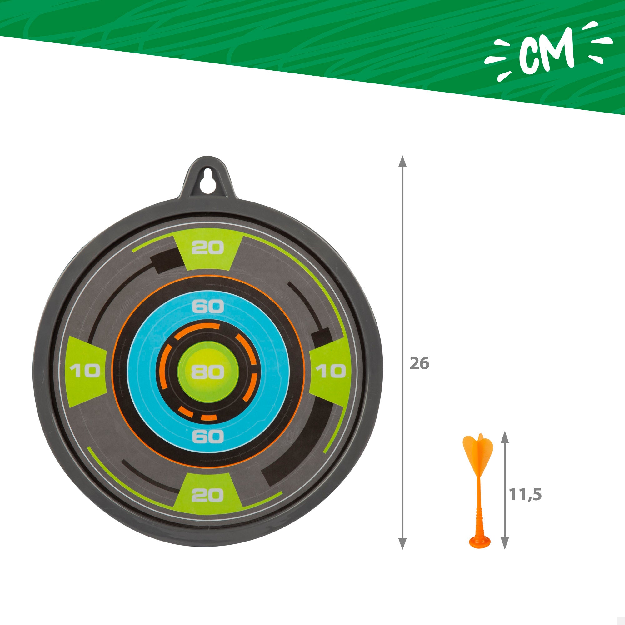Alvo magnético reversível de 26 cm com 3 dardos coloridos - Área de diversão!