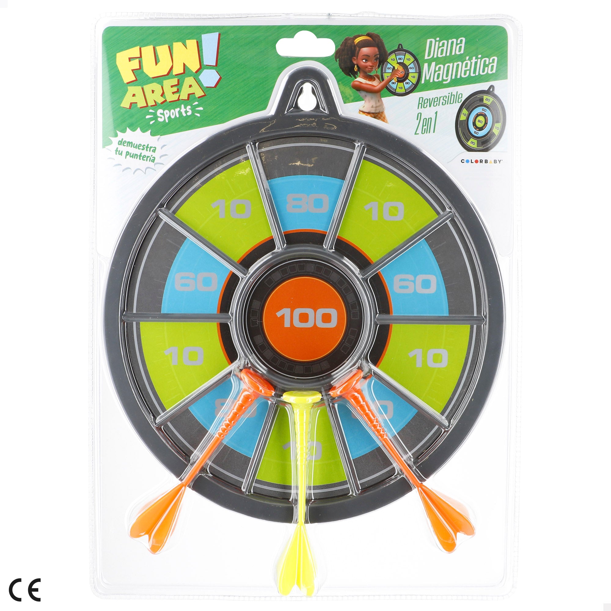 Alvo magnético reversível de 26 cm com 3 dardos coloridos - Área de diversão!