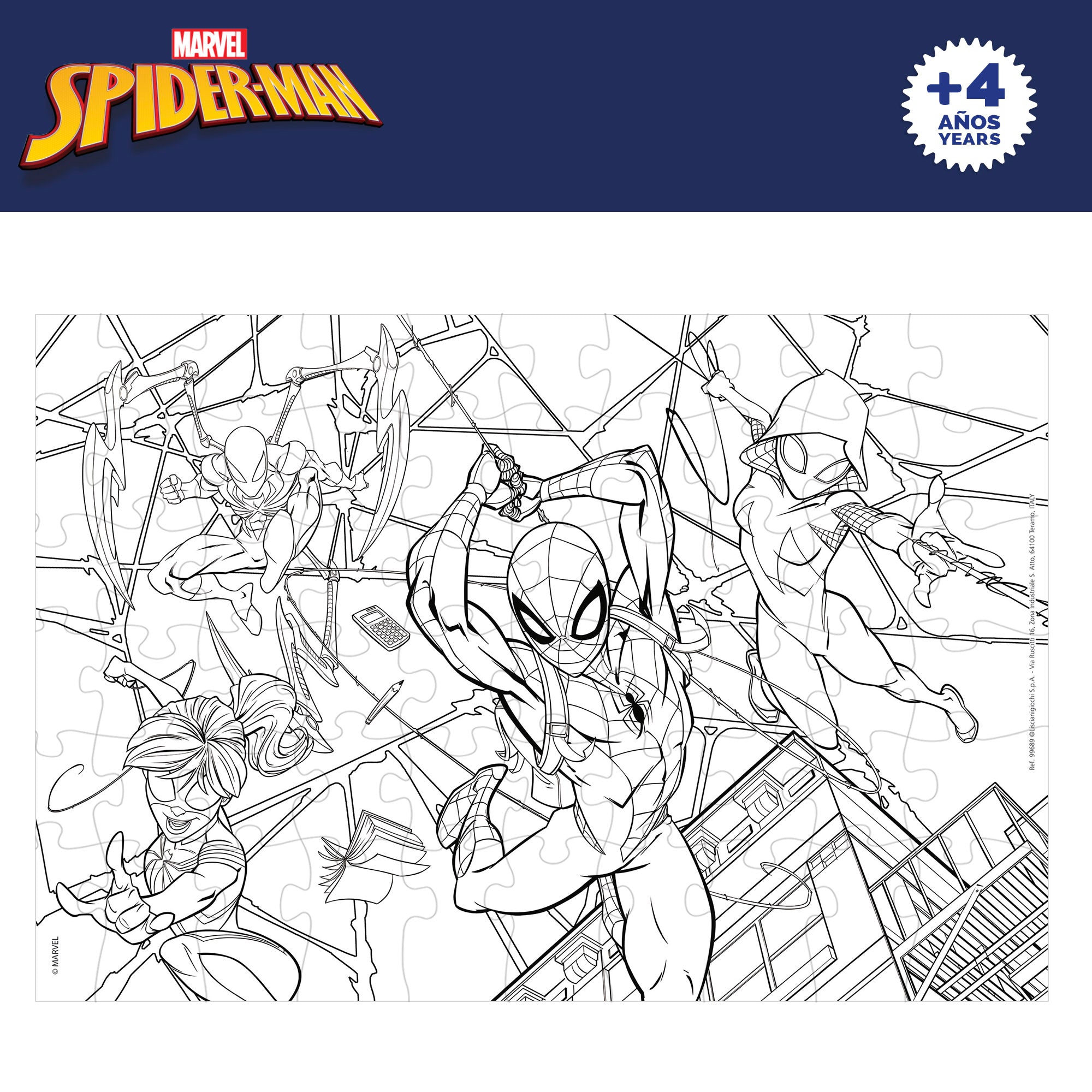 Puzzle para colorir dupla face do Homem-Aranha da Marvel, 60 peças.