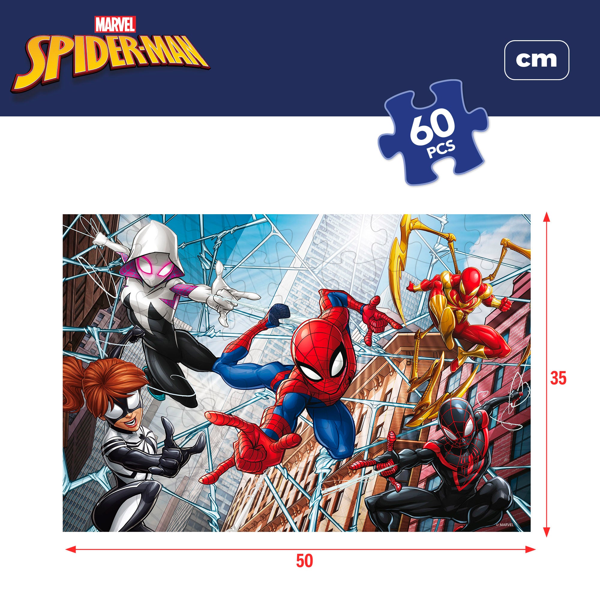 Puzzle para colorir dupla face do Homem-Aranha da Marvel, 60 peças.