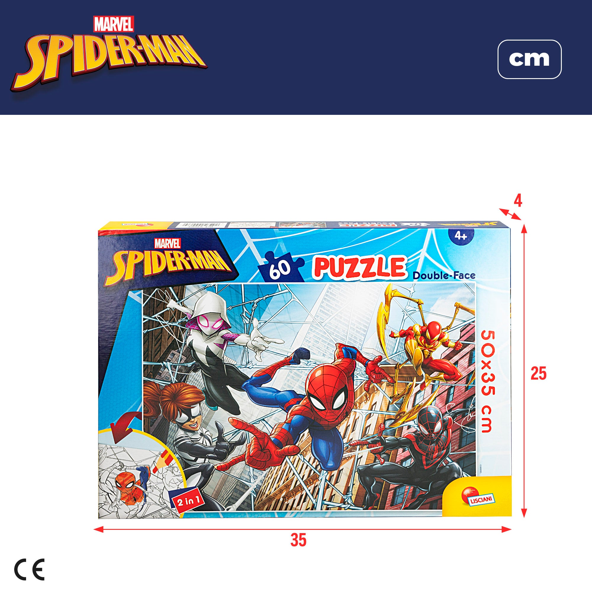 Puzzle para colorir dupla face do Homem-Aranha da Marvel, 60 peças.
