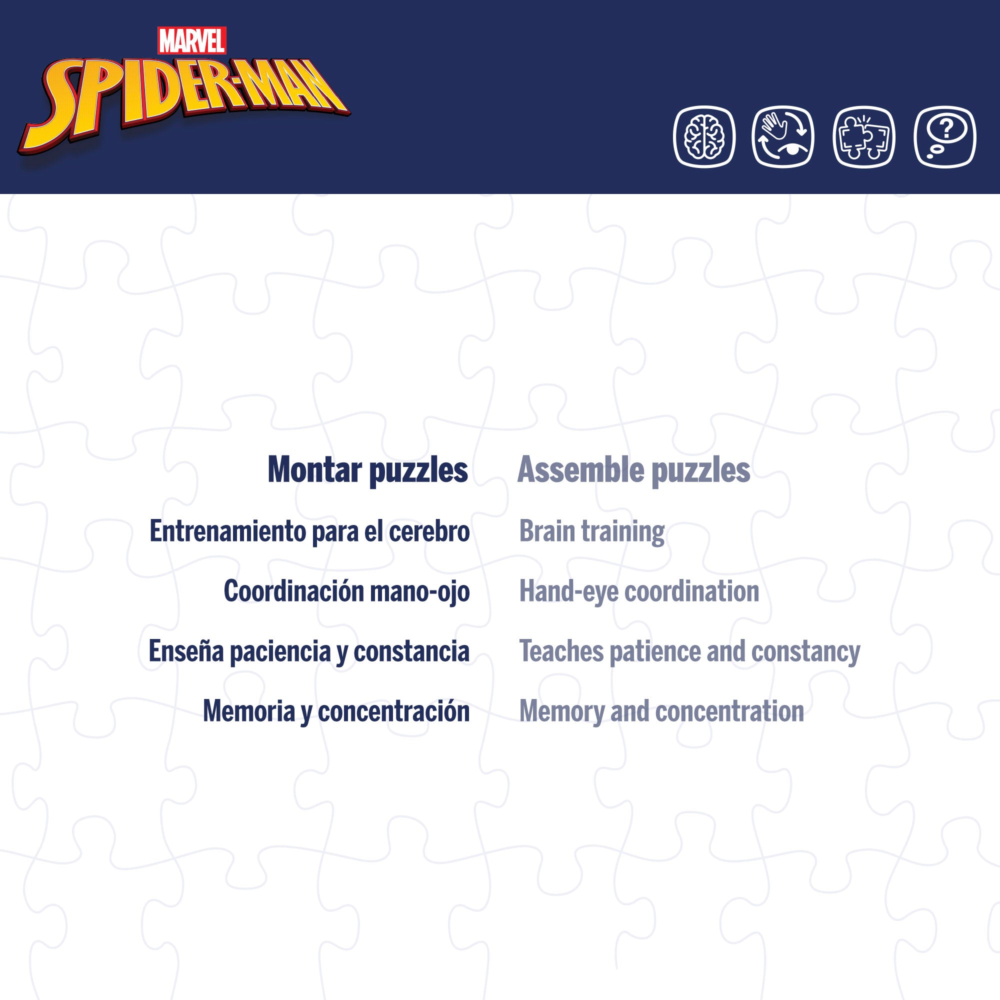 Puzzle para colorir dupla face do Homem-Aranha da Marvel, 60 peças.