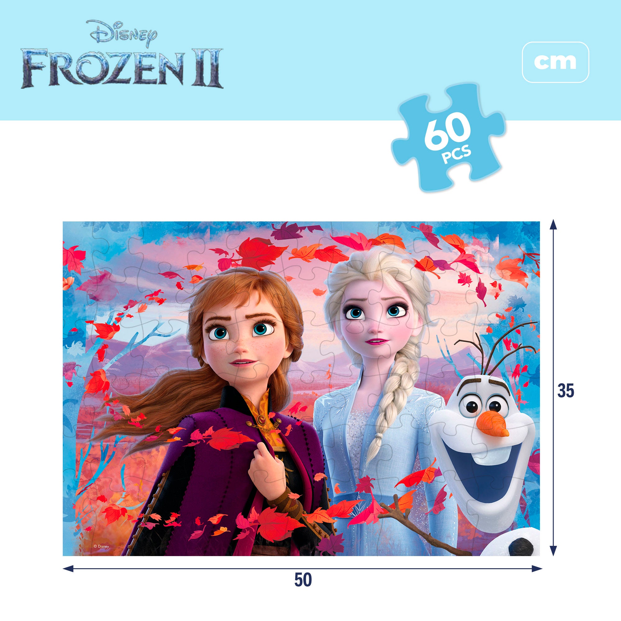 Puzzle Disney Frozen de dupla face para colorir, 60 peças.