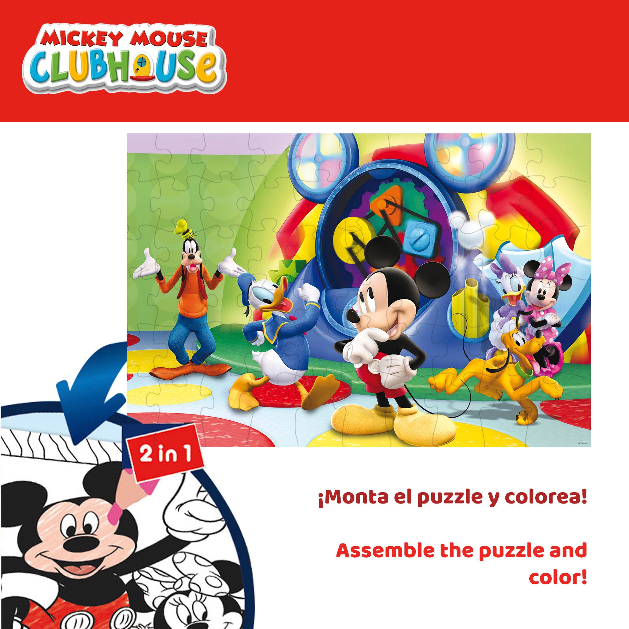 Puzzle dupla face da Casa do Mickey Mouse para colorir, 60 peças.