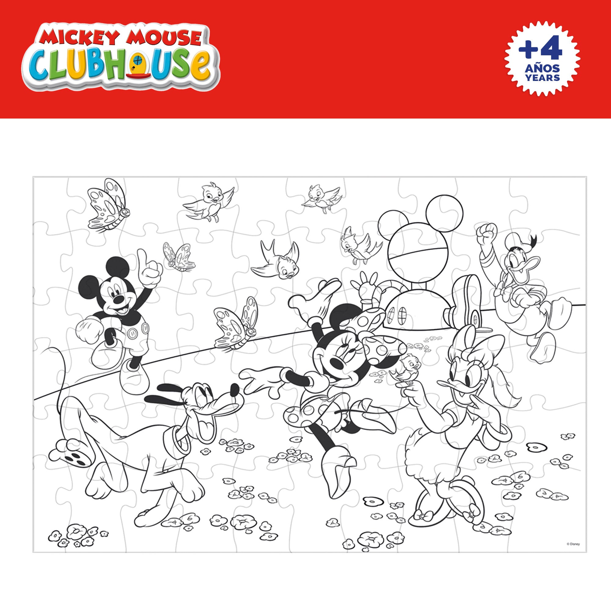 Puzzle dupla face da Casa do Mickey Mouse para colorir, 60 peças.