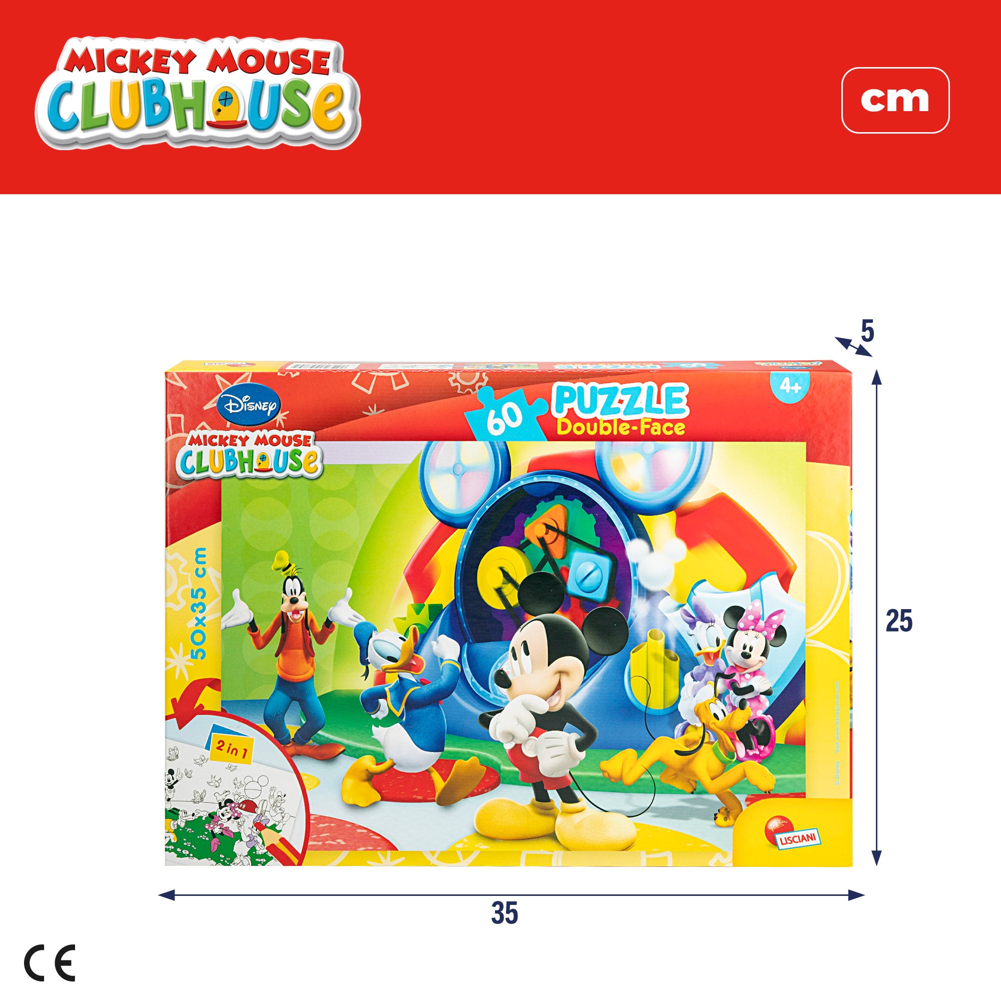 Puzzle dupla face da Casa do Mickey Mouse para colorir, 60 peças.
