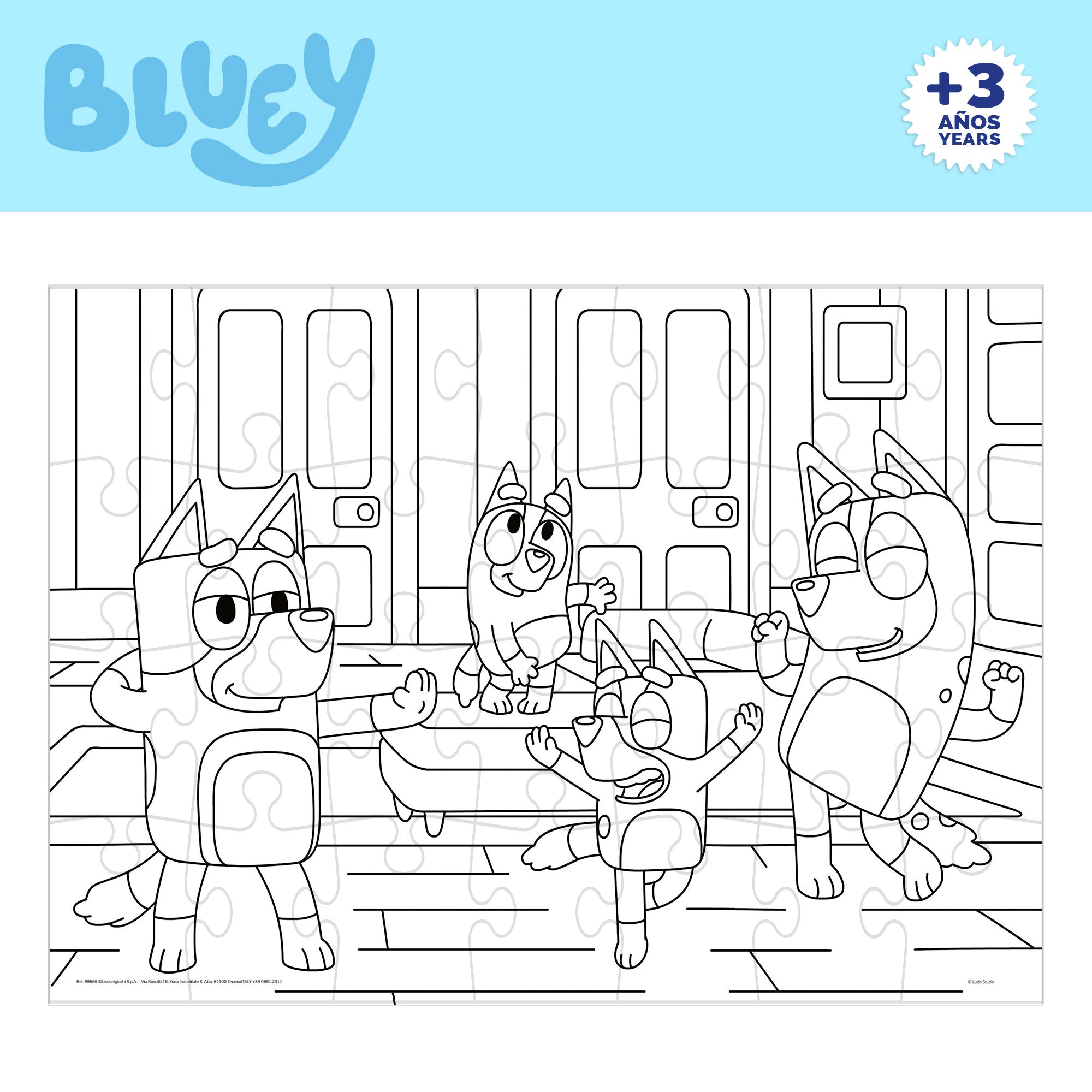 Puzzle Bluey de dupla face para colorir, 24 peças grandes