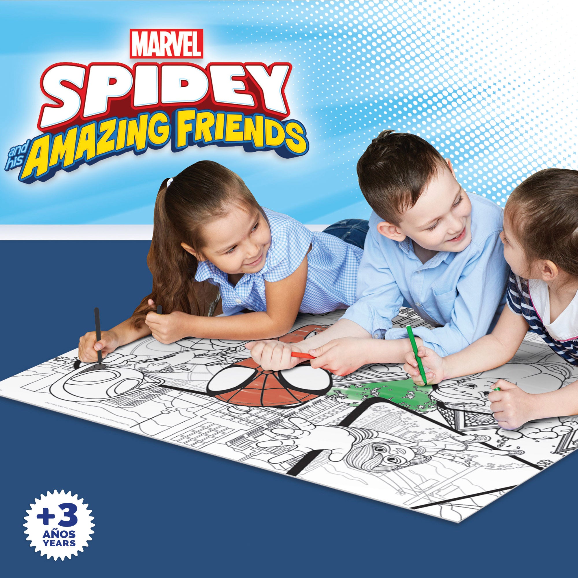 Puzzle de colorir dupla face do Homem-Aranha e a sua Super Equipa, 24 peças, tamanho XL