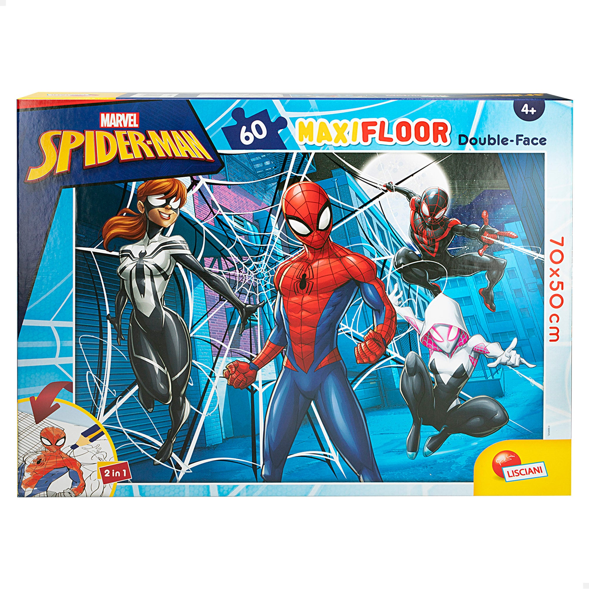 Puzzle para colorir dupla face do Homem-Aranha da Marvel, 60 peças grandes.