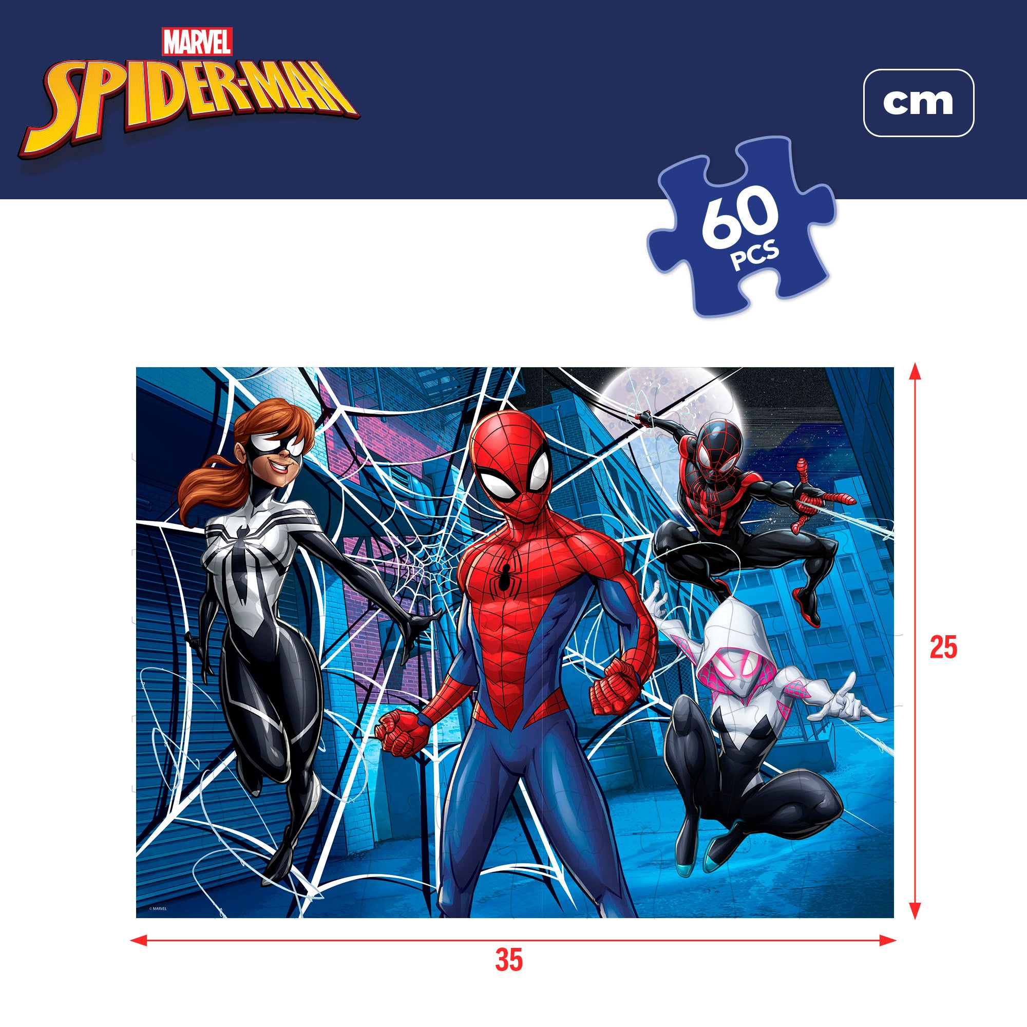 Puzzle para colorir dupla face do Homem-Aranha da Marvel, 60 peças grandes.
