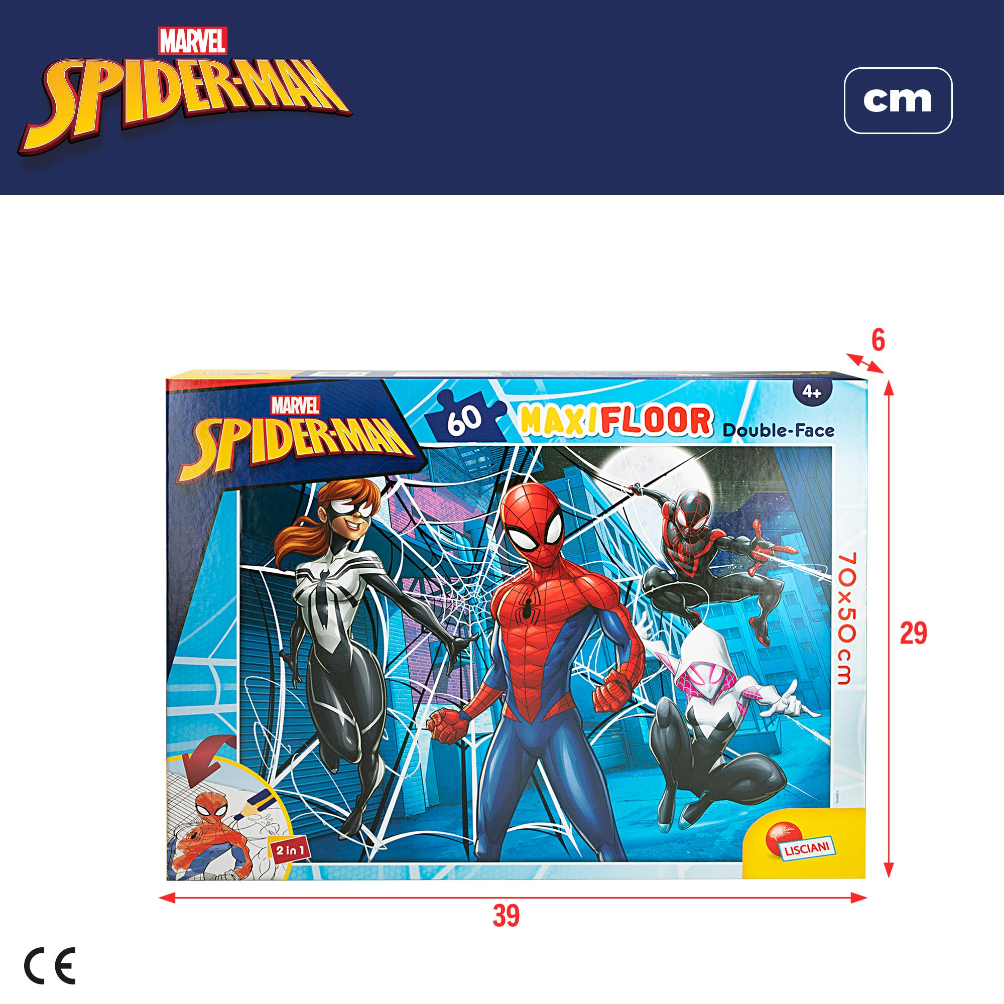 Puzzle para colorir dupla face do Homem-Aranha da Marvel, 60 peças grandes.
