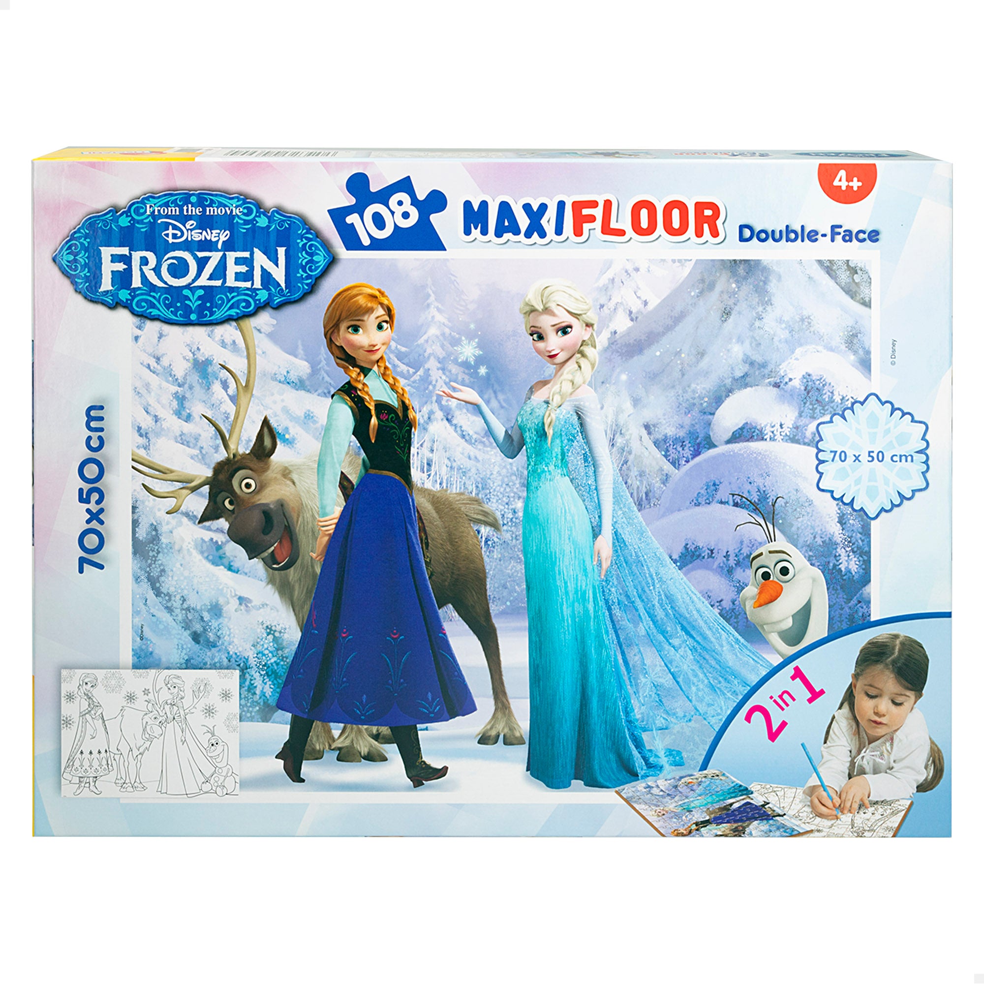 Puzzle para colorir dupla face Disney Frozen, 108 peças