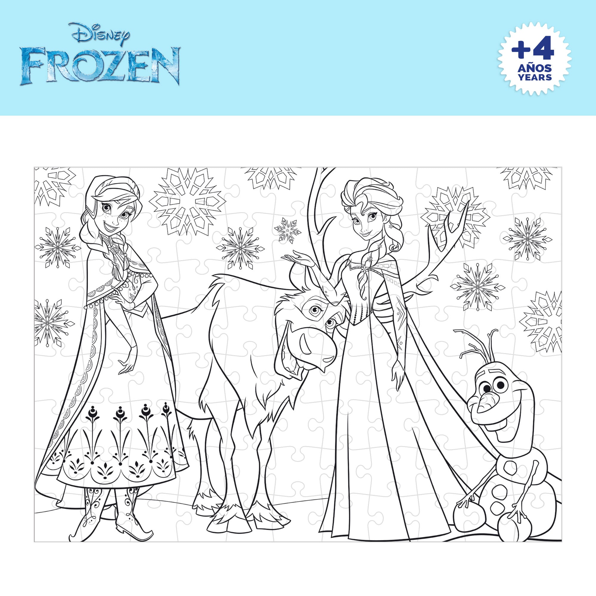 Puzzle para colorir dupla face Disney Frozen, 108 peças