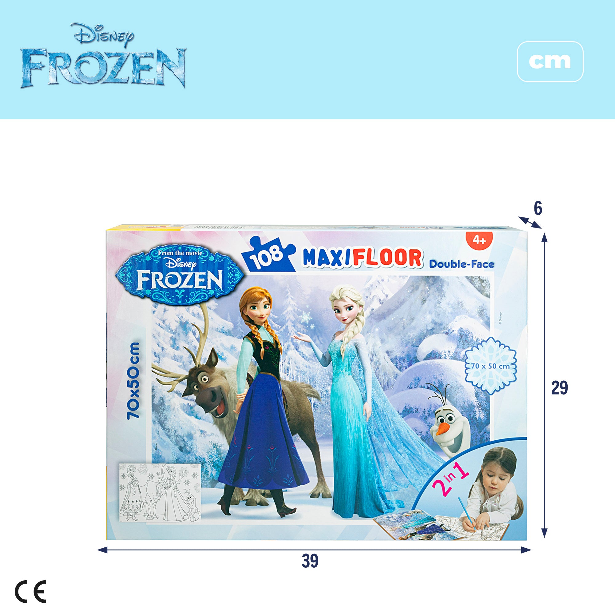 Puzzle para colorir dupla face Disney Frozen, 108 peças