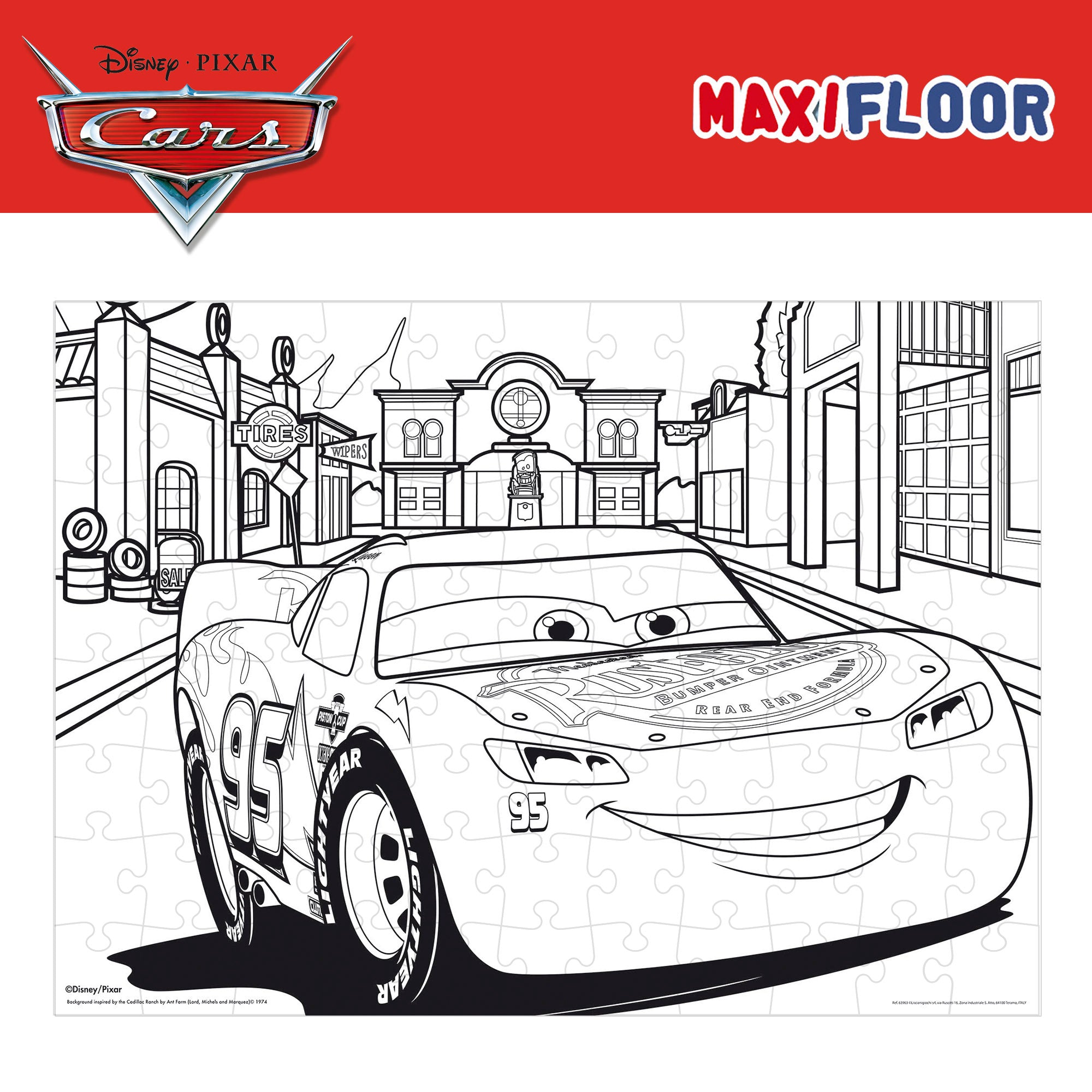 Puzzle dupla face Disney Cars para colorir, 108 peças.
