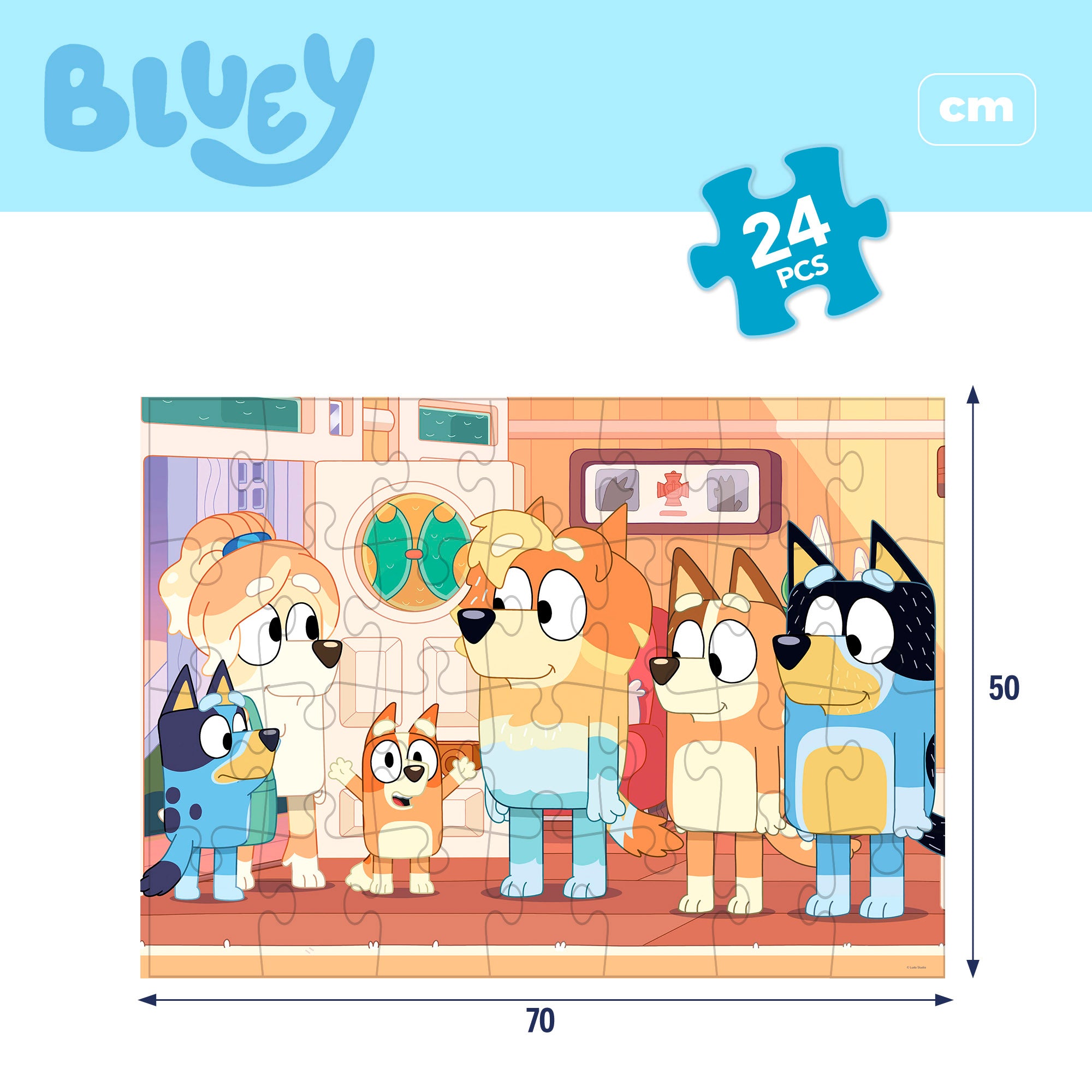Puzzle Bluey de dupla face para colorir, 24 peças, tamanho XL