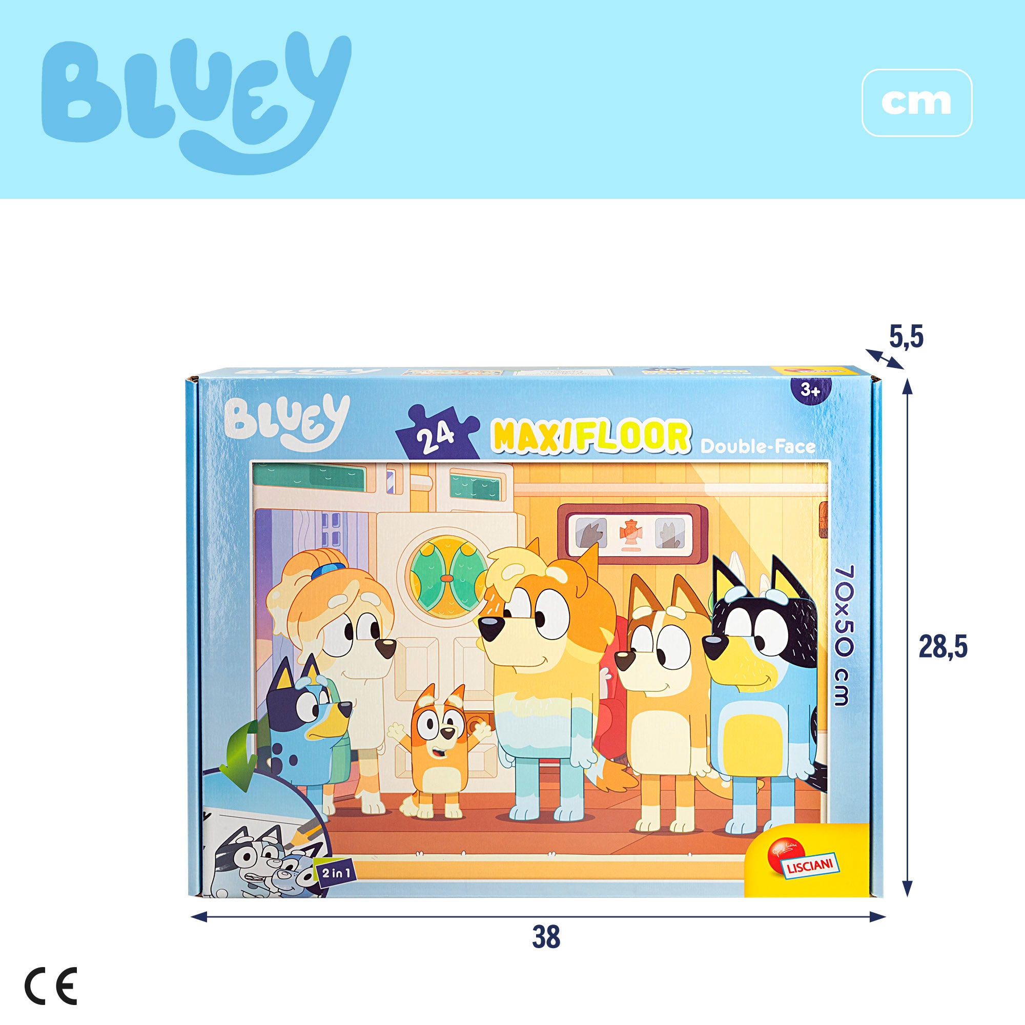 Puzzle Bluey de dupla face para colorir, 24 peças, tamanho XL